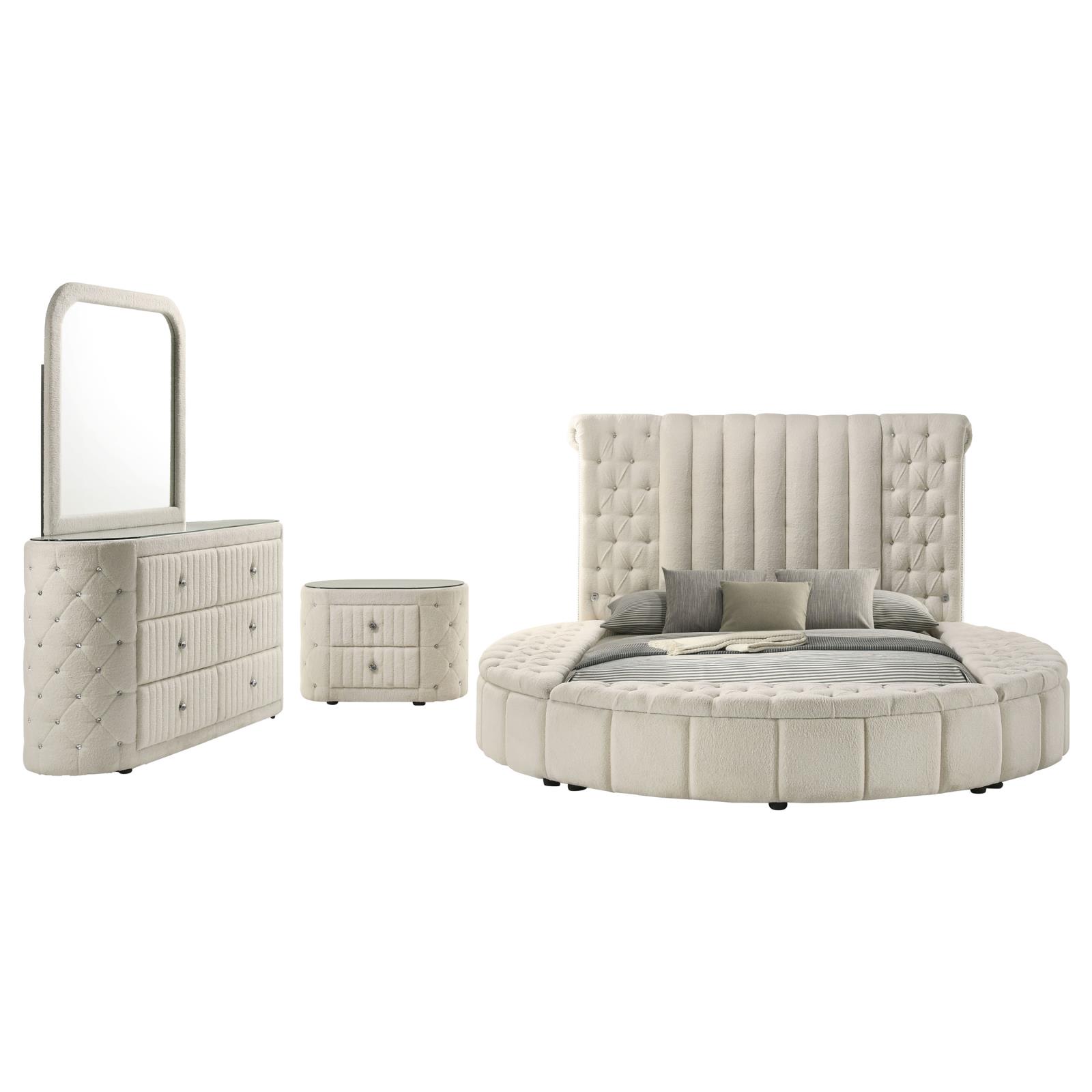 Sonya Upholstered Bedroom Set Ivory - Image 2