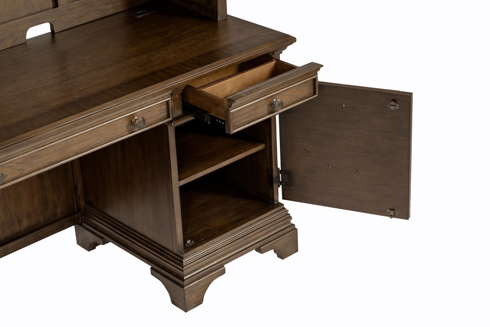 Hartshill 66-inch 5-drawer Credenza with Hutch Burnished Oak - Image 12