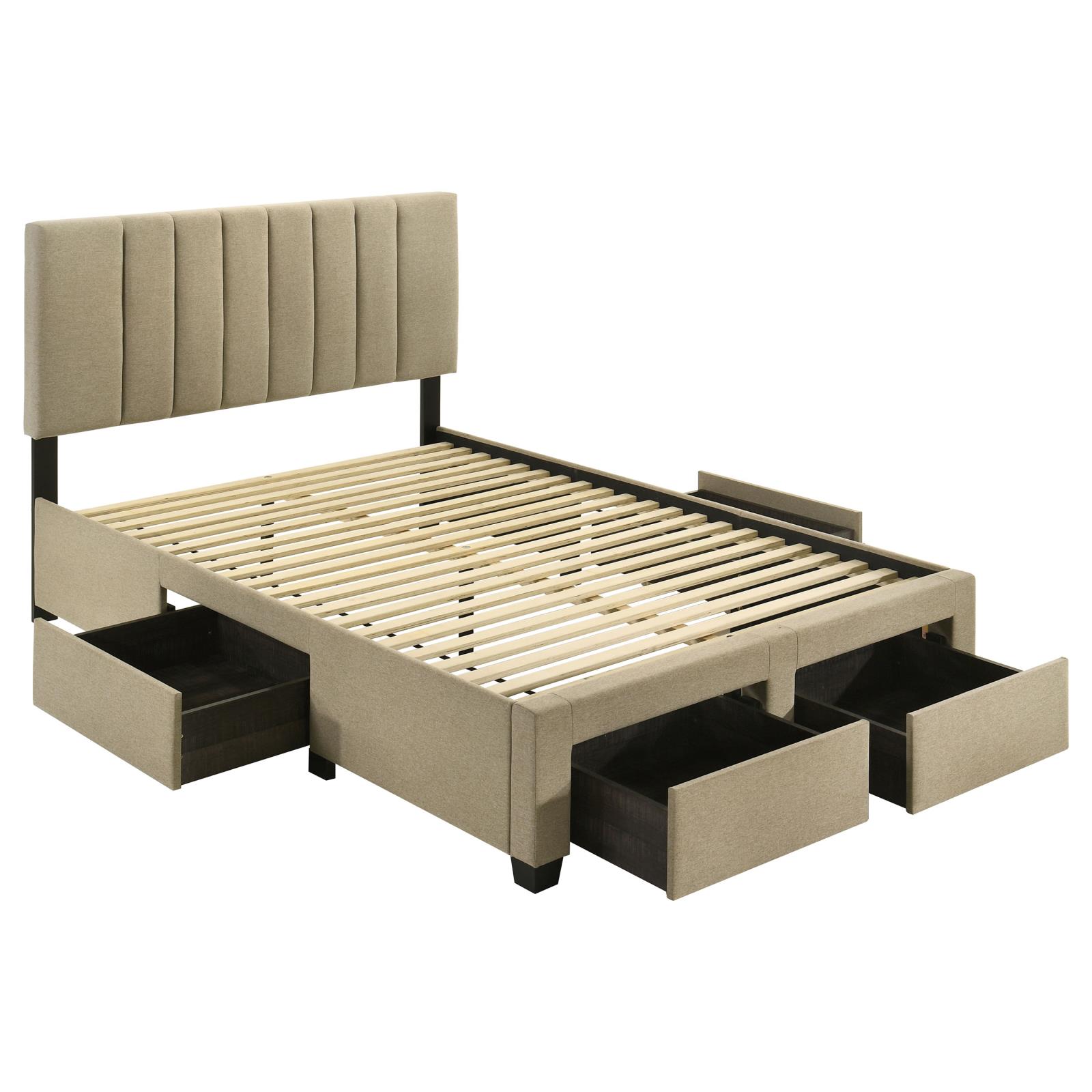 Wheatland 4-drawer Upholstered Full Storage Bed Light Brown - Image 4