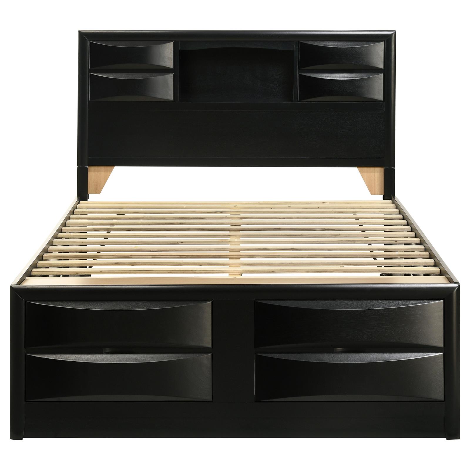 Briana Wood Queen Storage Bookcase Bed Black - Image 4