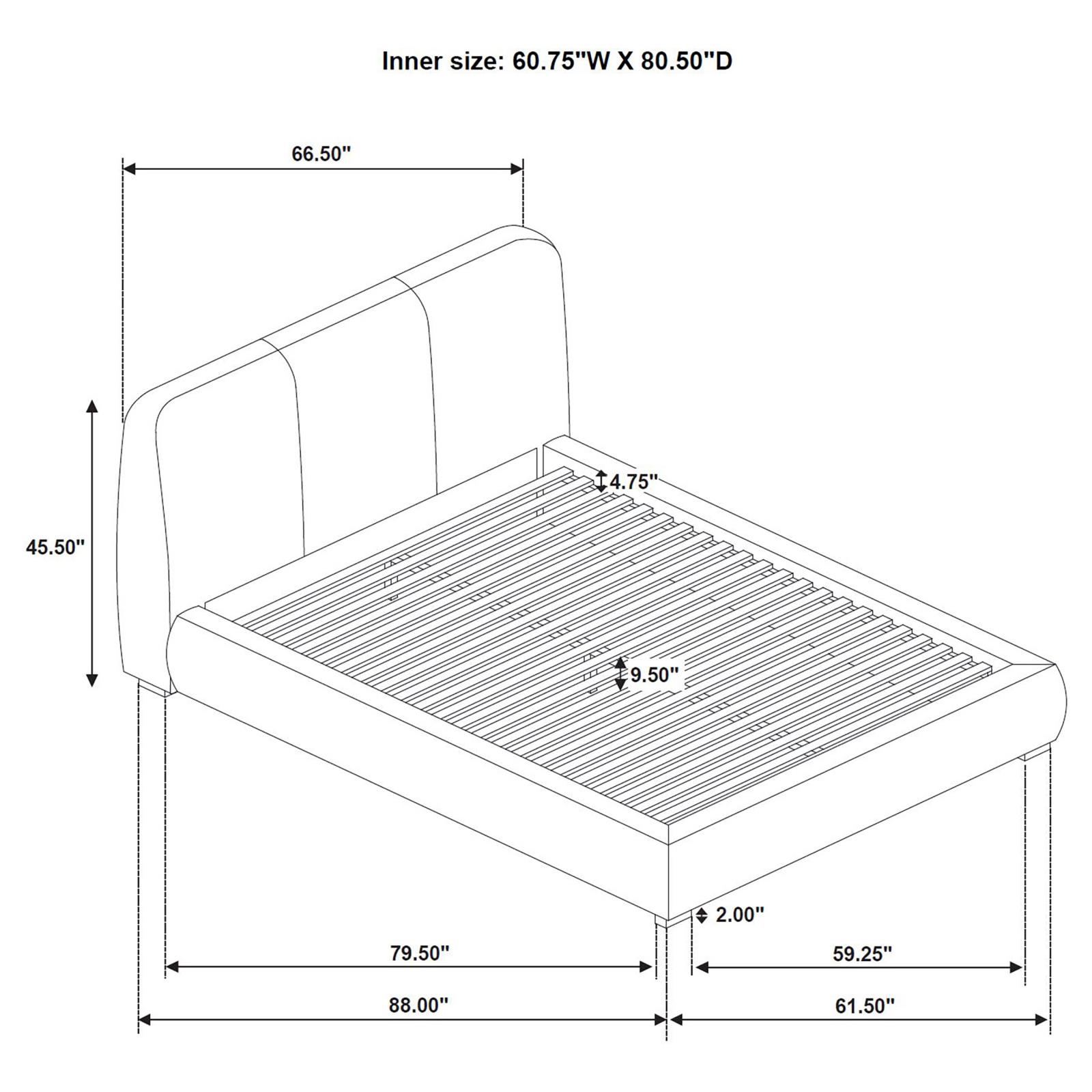 Mokena 46-inch Upholstered Queen Platform Bed - Image 8