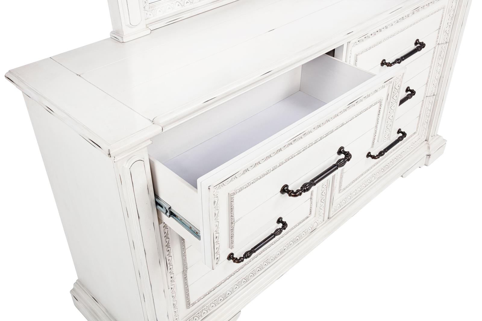 McKinney 6-drawer Bedroom Dresser with Mirror Vintage White - Image 11