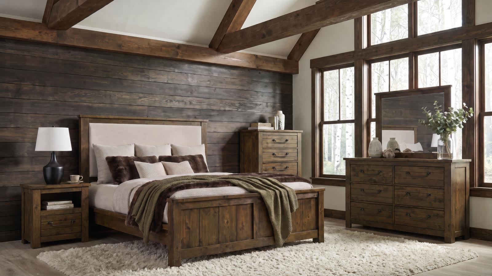 Doherty California King Linen Panel Bed Rustic Brown - Image 11
