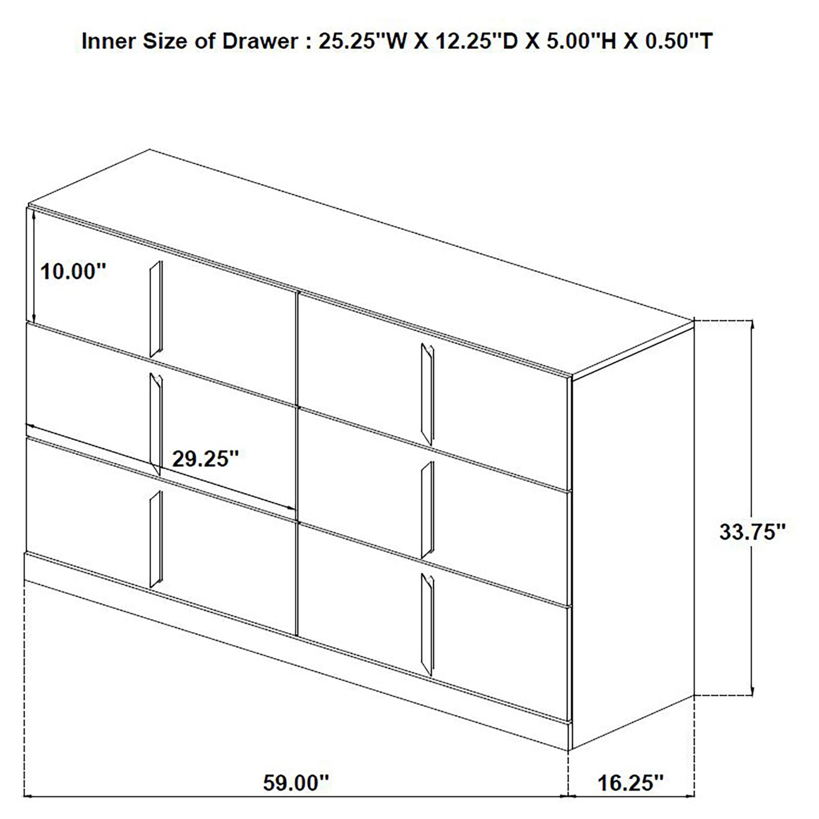 Ines 6-drawer Bedroom Dresser Cabinet White High Gloss - Image 10