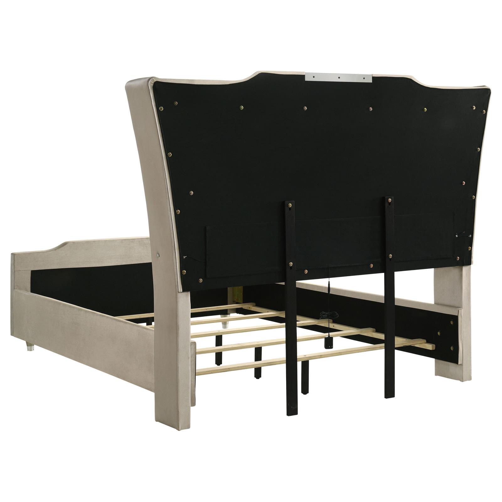 Lorient Queen LED Upholstered Wingback Bed - Image 5