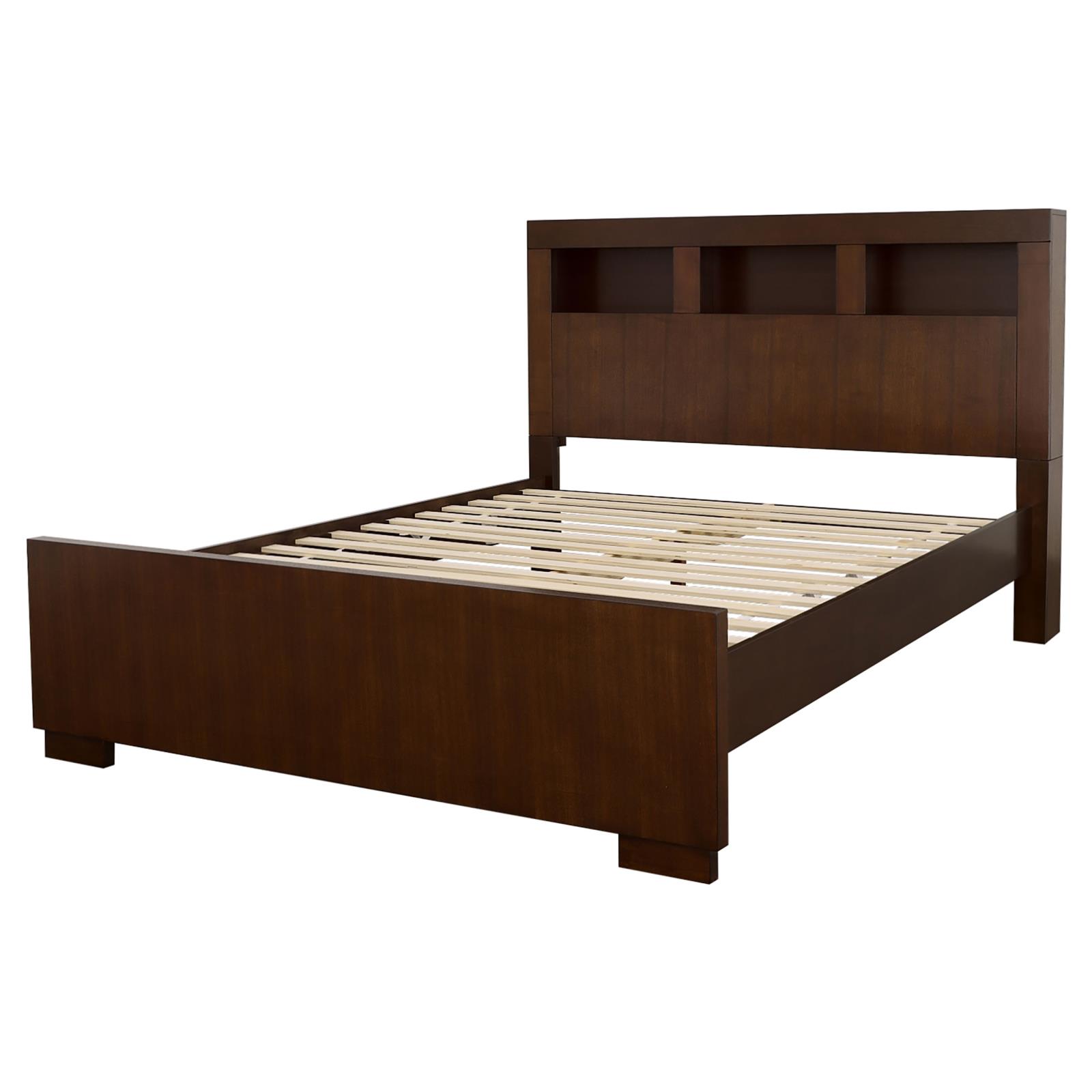 Jessica Eastern King LED Storage Bookcase Bed Cappuccino - Image 4
