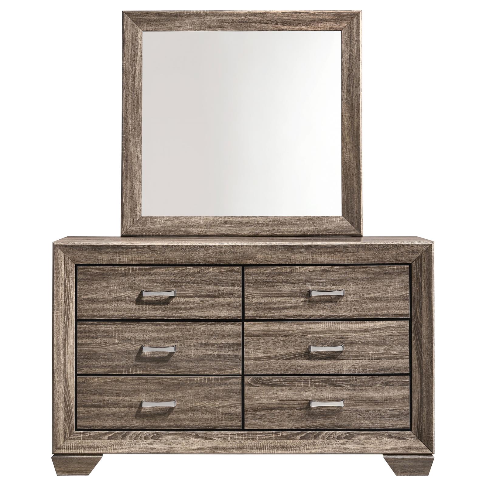 Kauffman 6-drawer Dresser with Mirror Washed Taupe - Image 3