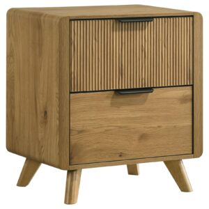 Bennett Mid-Century 2-Drawer Rubberwood Nightstand Light Oak