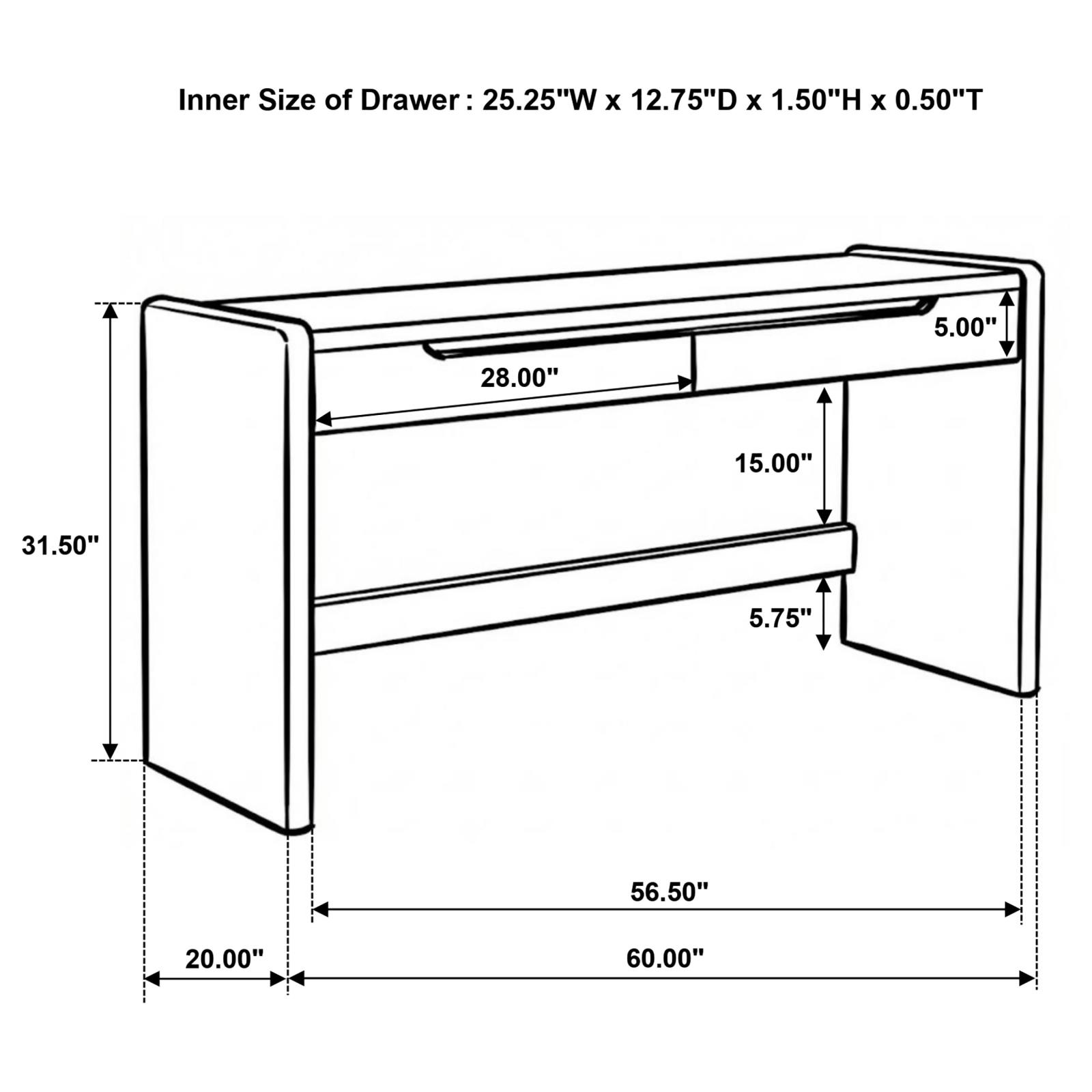 Leandro 2-drawer Home Office Writing Desk Burnished Black - Image 13