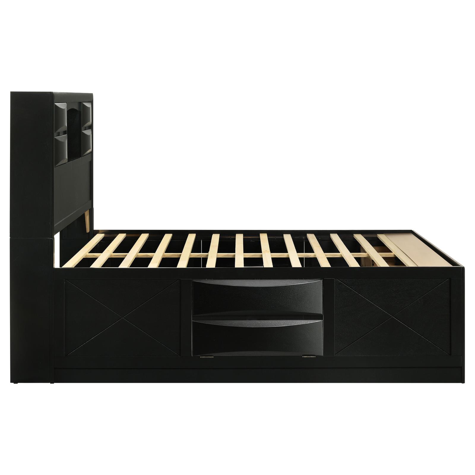 Briana Wood Queen Storage Bookcase Bed Black - Image 6