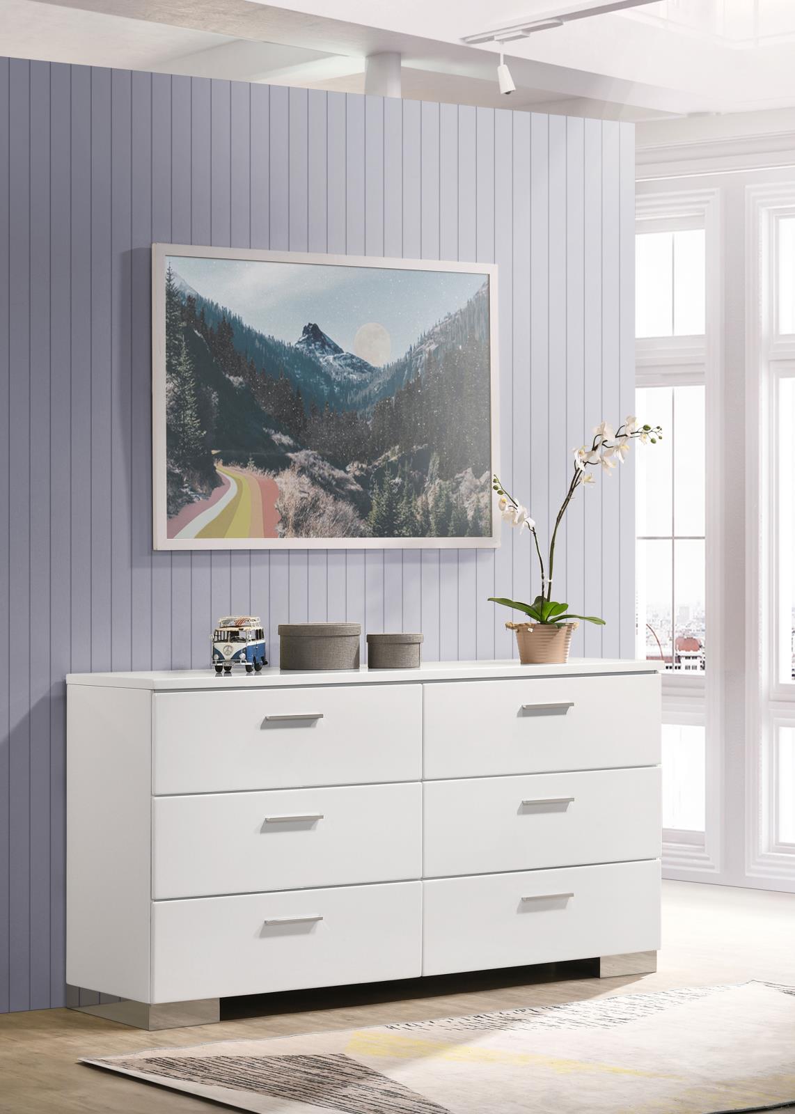 Felicity 6-drawer Dresser White High Gloss - Image 2