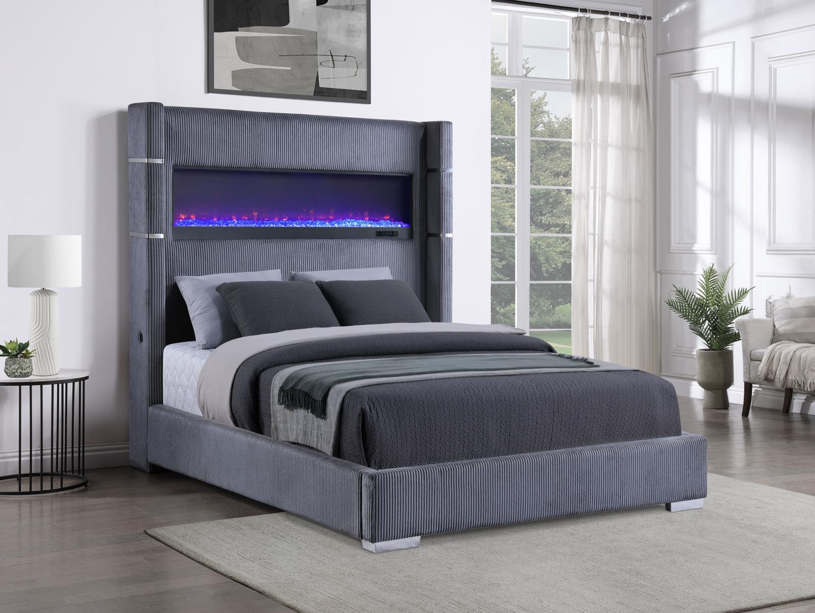 Tisdall Upholstered Queen Flame Visualizer Bed - Image 2