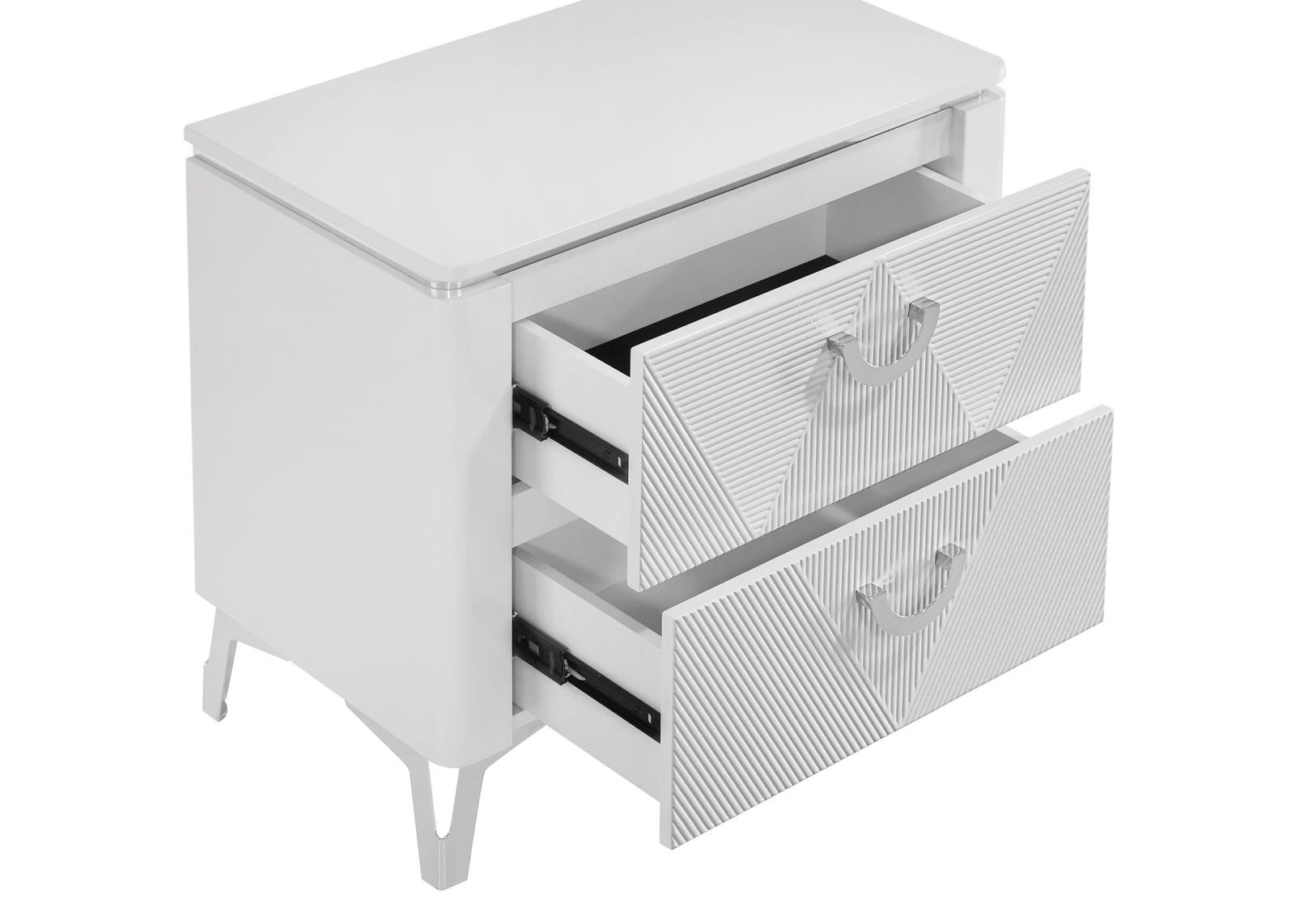 Cassia 2-drawer Nightstand Bedside Table White High Gloss - Image 7