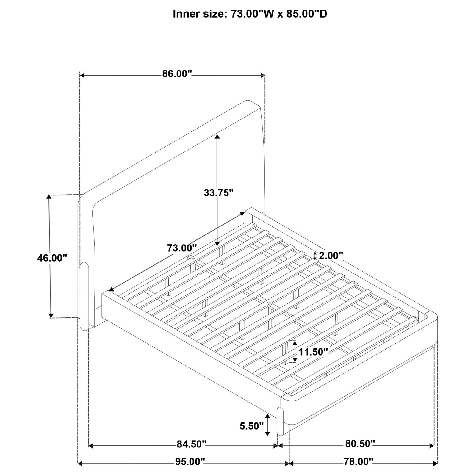Baldacci Upholstered California King Platform Bed Curry and Walnut - Image 11