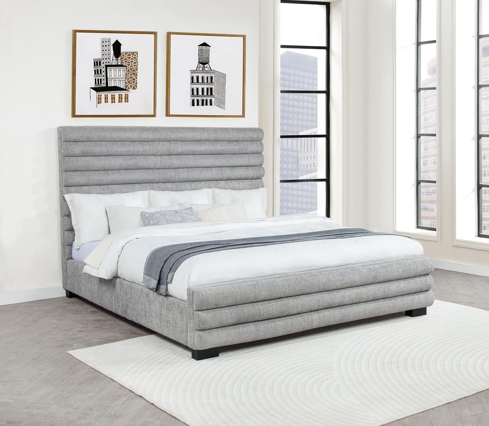 Patricia 58-inch Boucle Upholstered Eastern King Bed Grey - Image 2