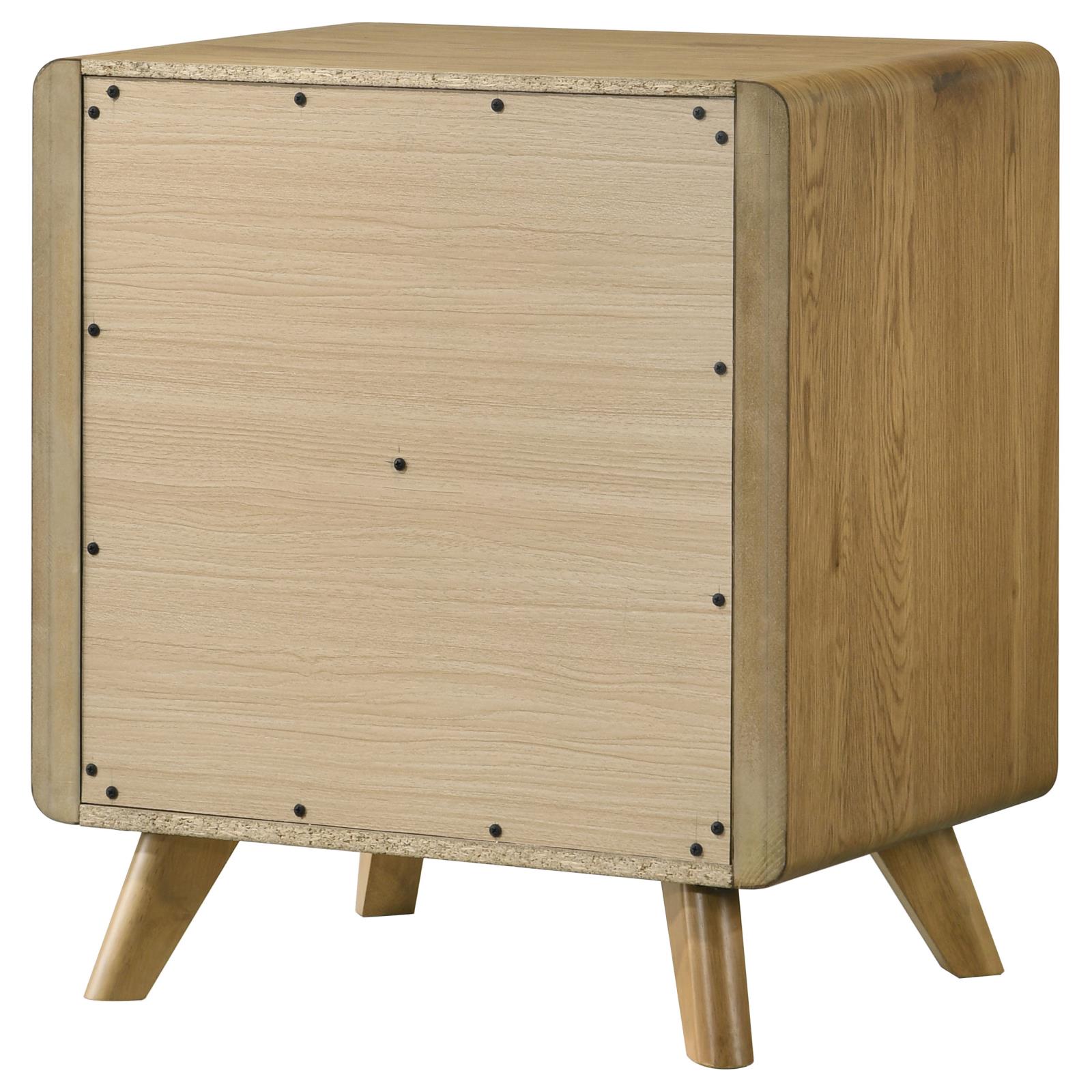Bennett Mid-Century 2-Drawer Rubberwood Nightstand Light Oak - Image 8