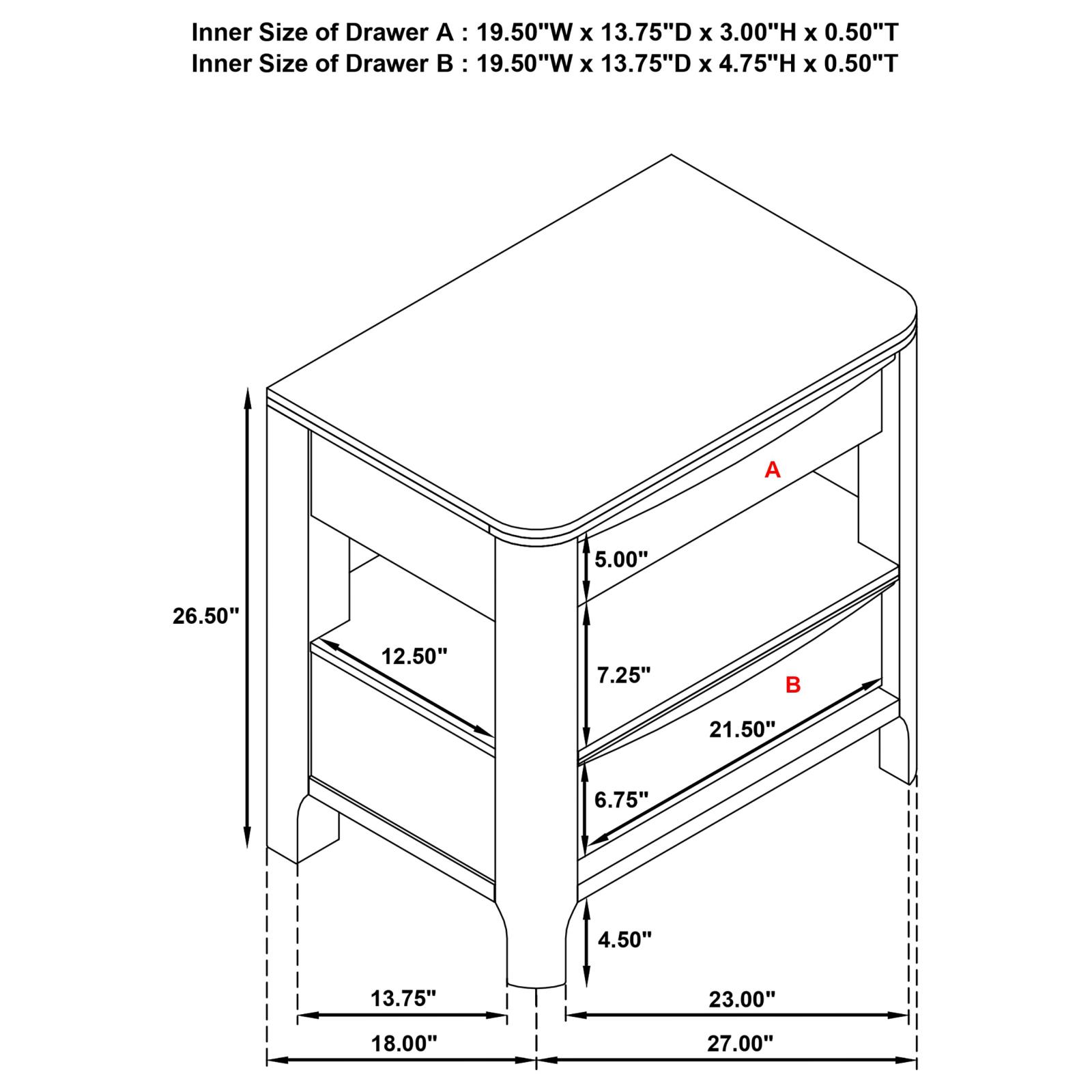 Maderia 2-drawer Nightstand Bedside Table Walnut - Image 13