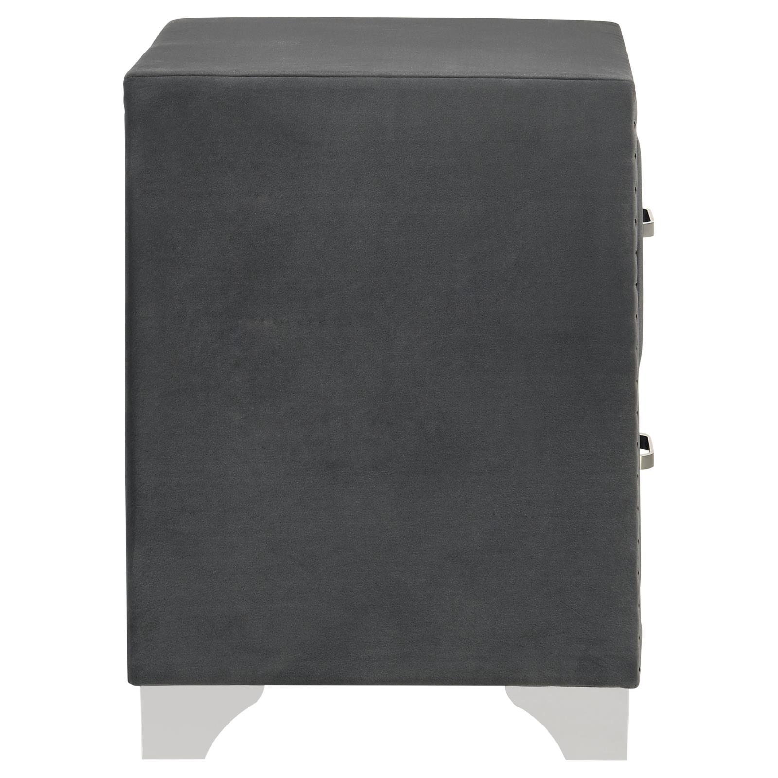 Melody Upholstered 2-drawer Nightstand Grey - Image 9