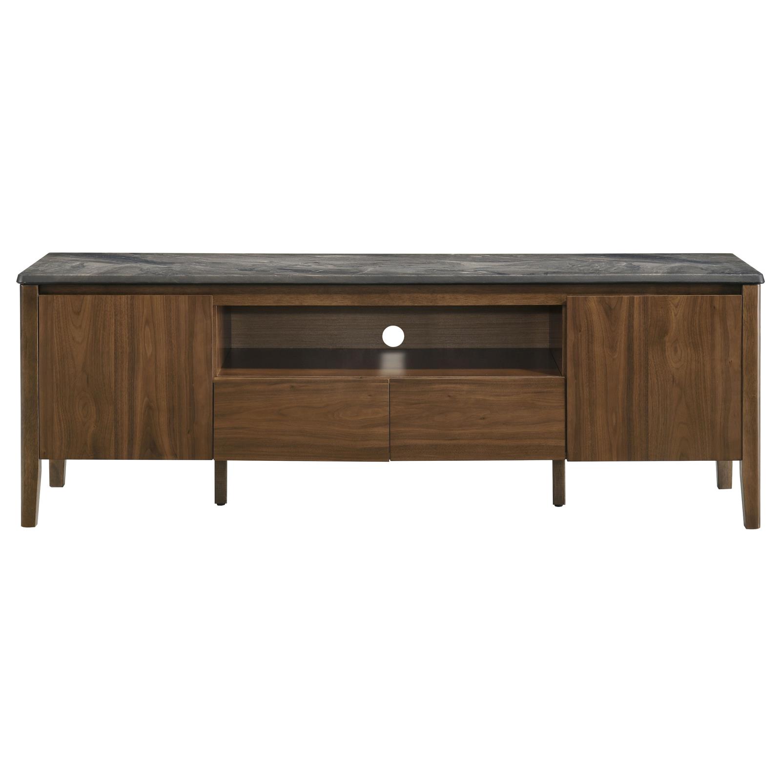 Bradley 63-inch 2-Door SmartTop TV Stand Smokey Grey and Brown - Image 3