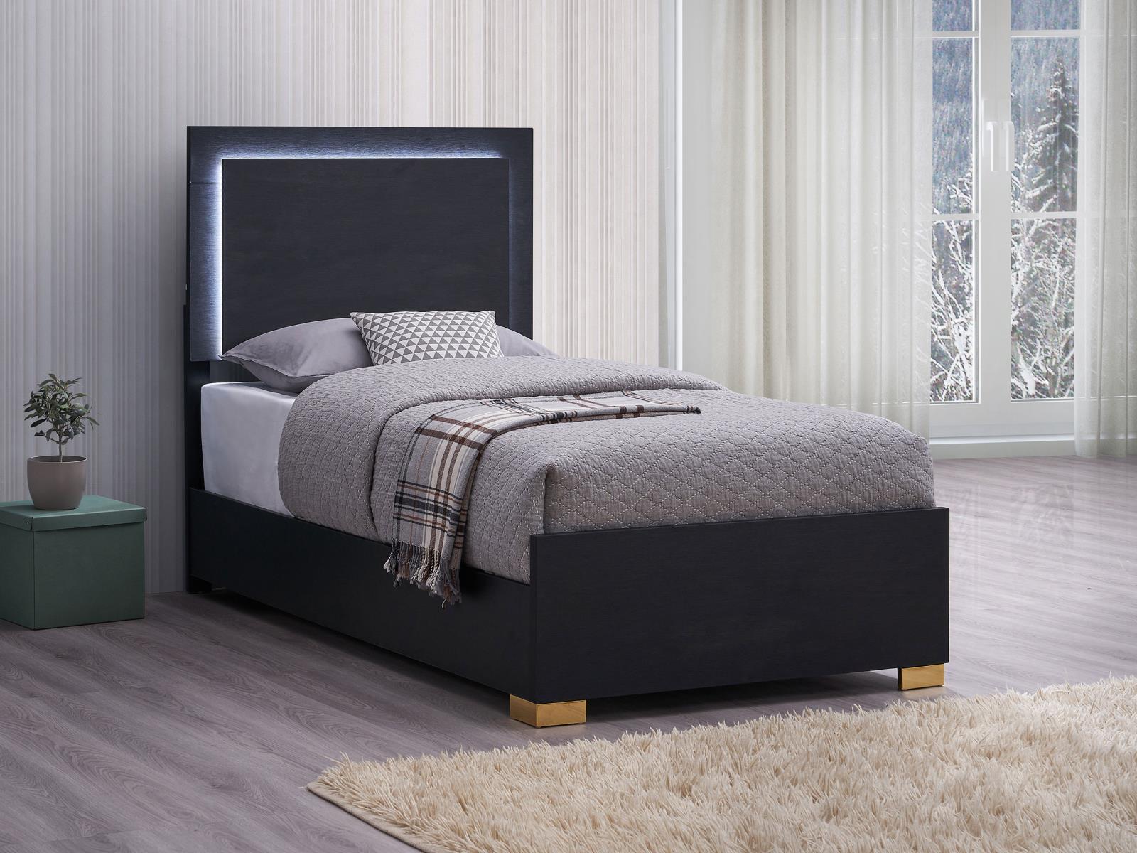 Marceline Wood Twin LED Panel Bed - Image 2