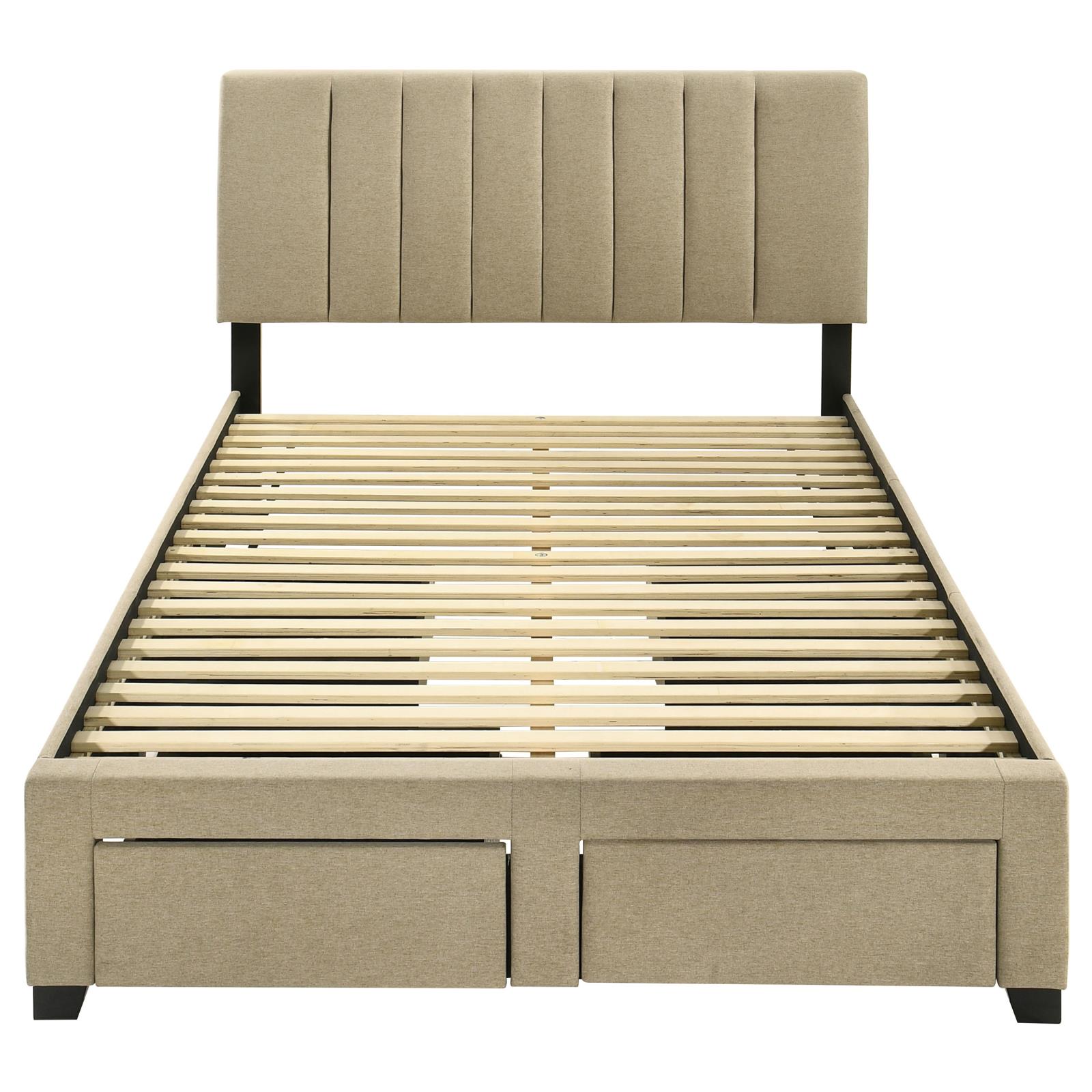 Wheatland 4-drawer Upholstered Full Storage Bed Light Brown - Image 7