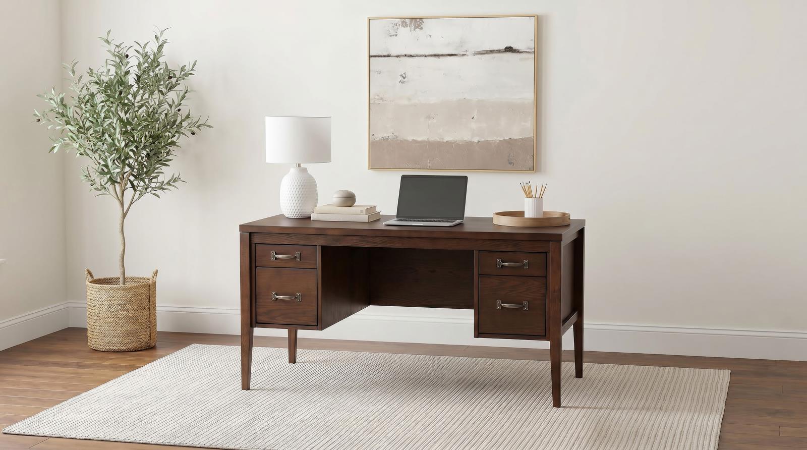 Graham 54-inch 4-drawer Double Pedestal Lift Top Computer Desk - Image 17