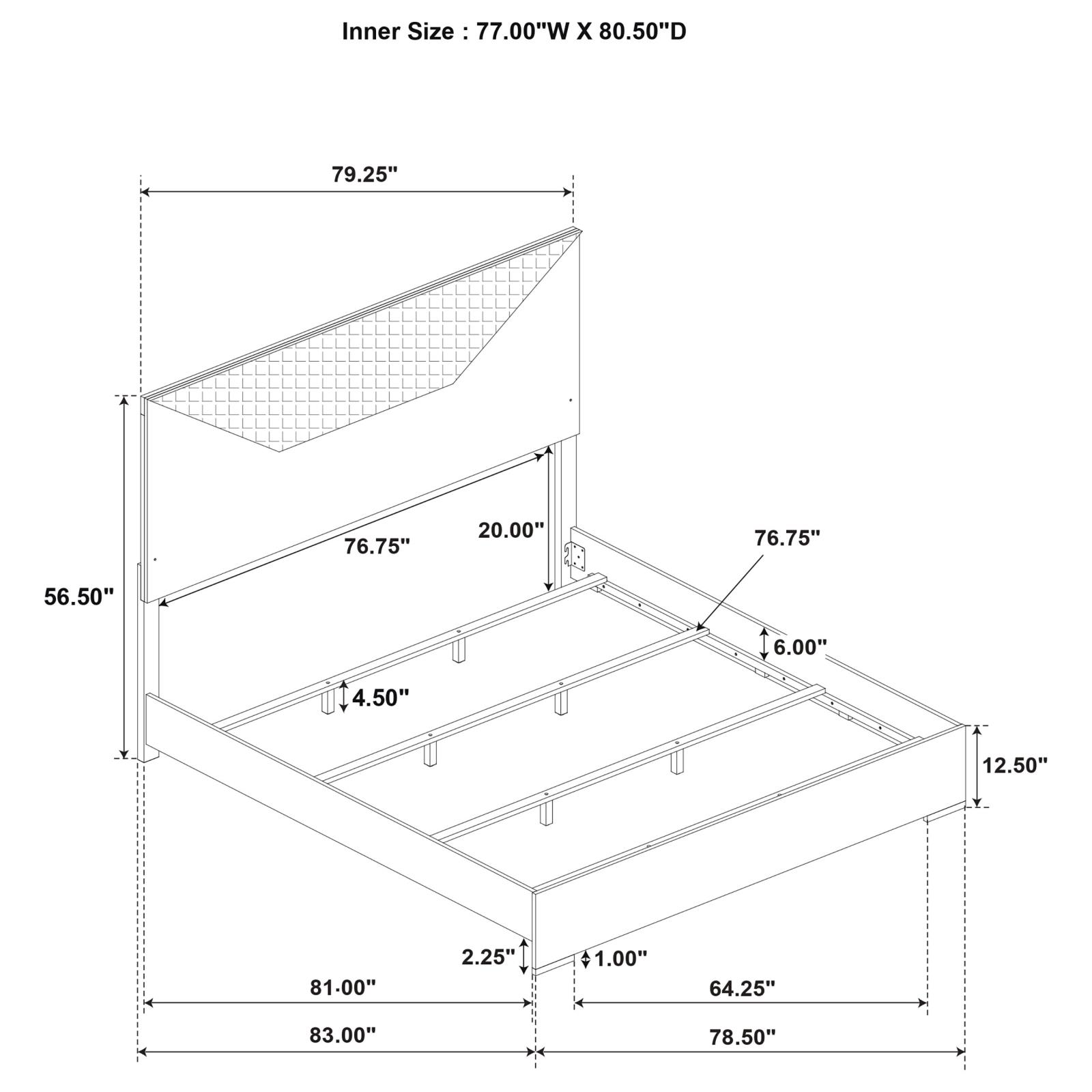 Ives Eastern King Panel Bed LED Headboard White High Gloss - Image 9