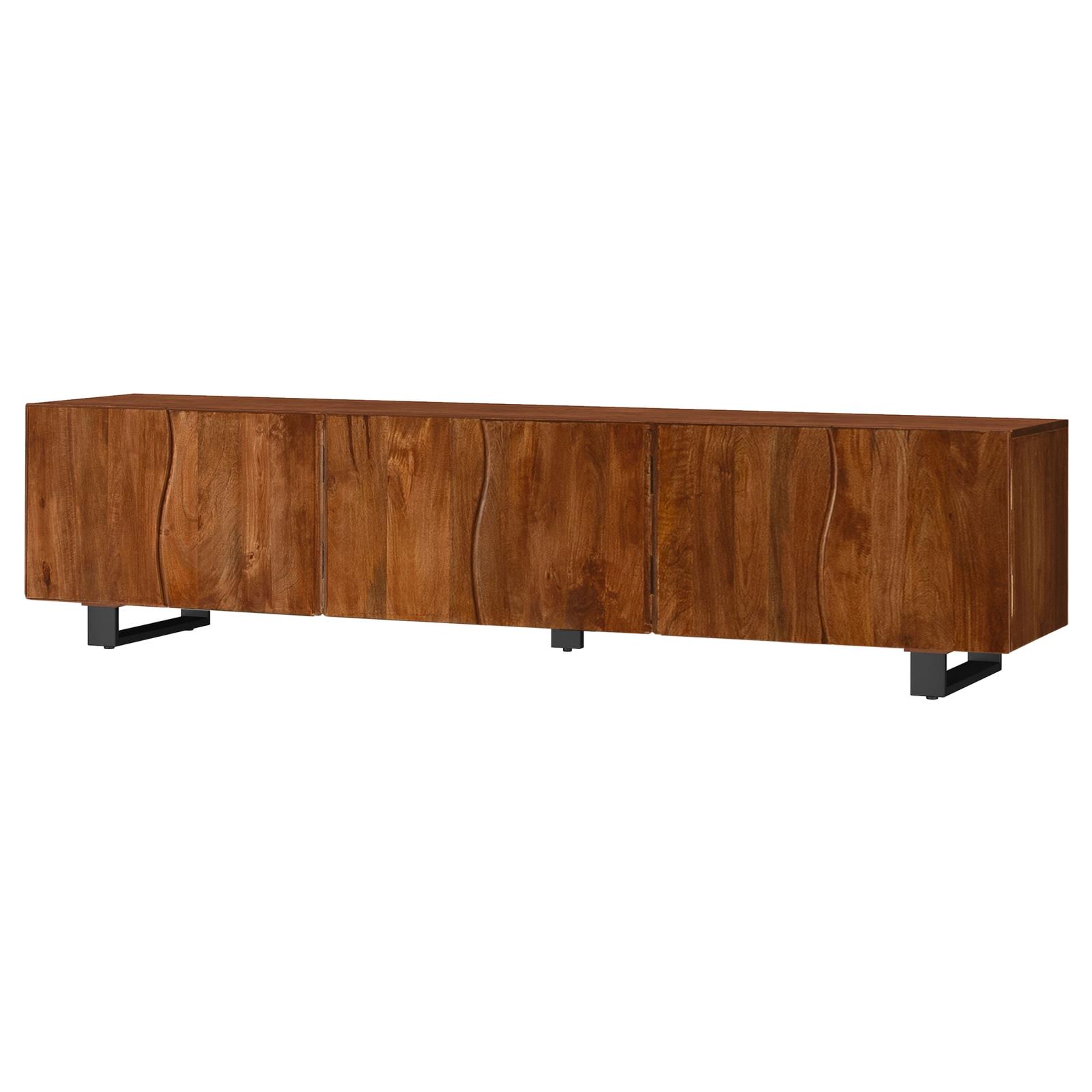 Trask 86-inch Wood TV Stand Media Console Mango Brown - Image 5