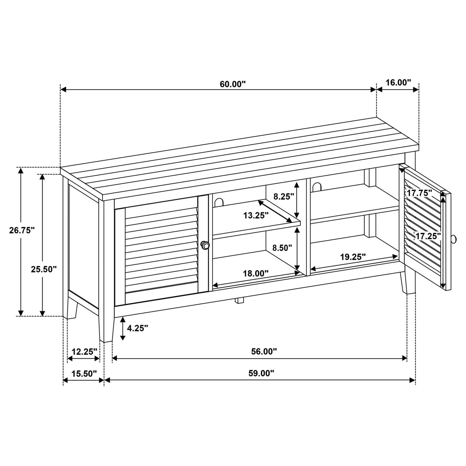 Concord 2-door 60-inch TV Stand Console Distressed Java - Image 13