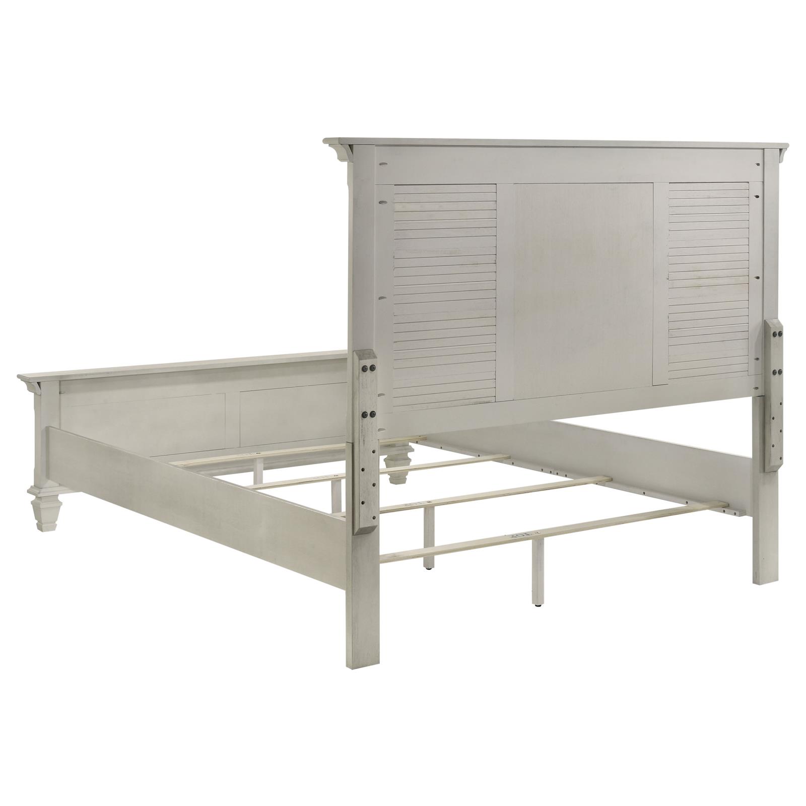 Franco Wood Queen Panel Bed Distressed White - Image 5