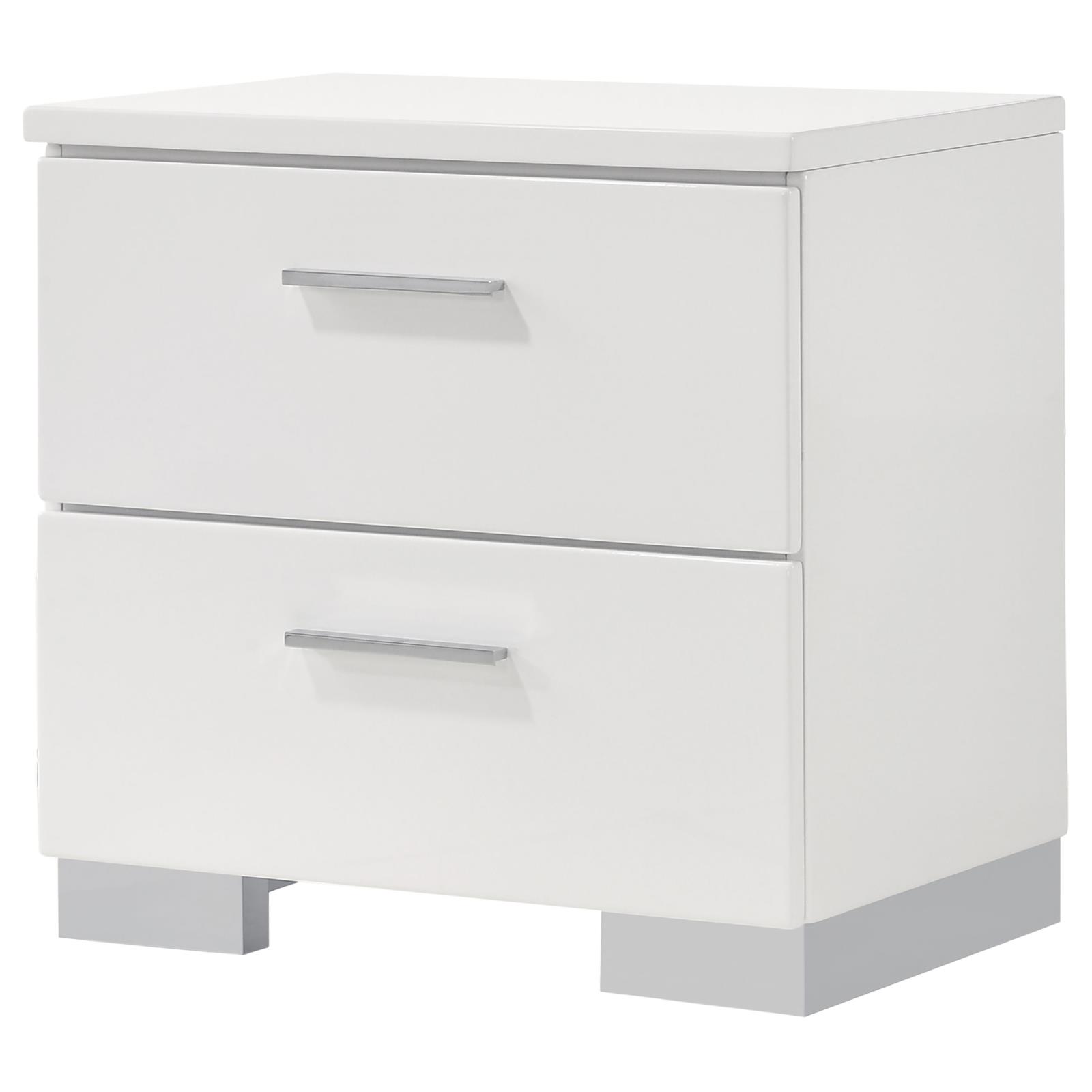 Felicity 2-drawer Nightstand White High Gloss - Image 4