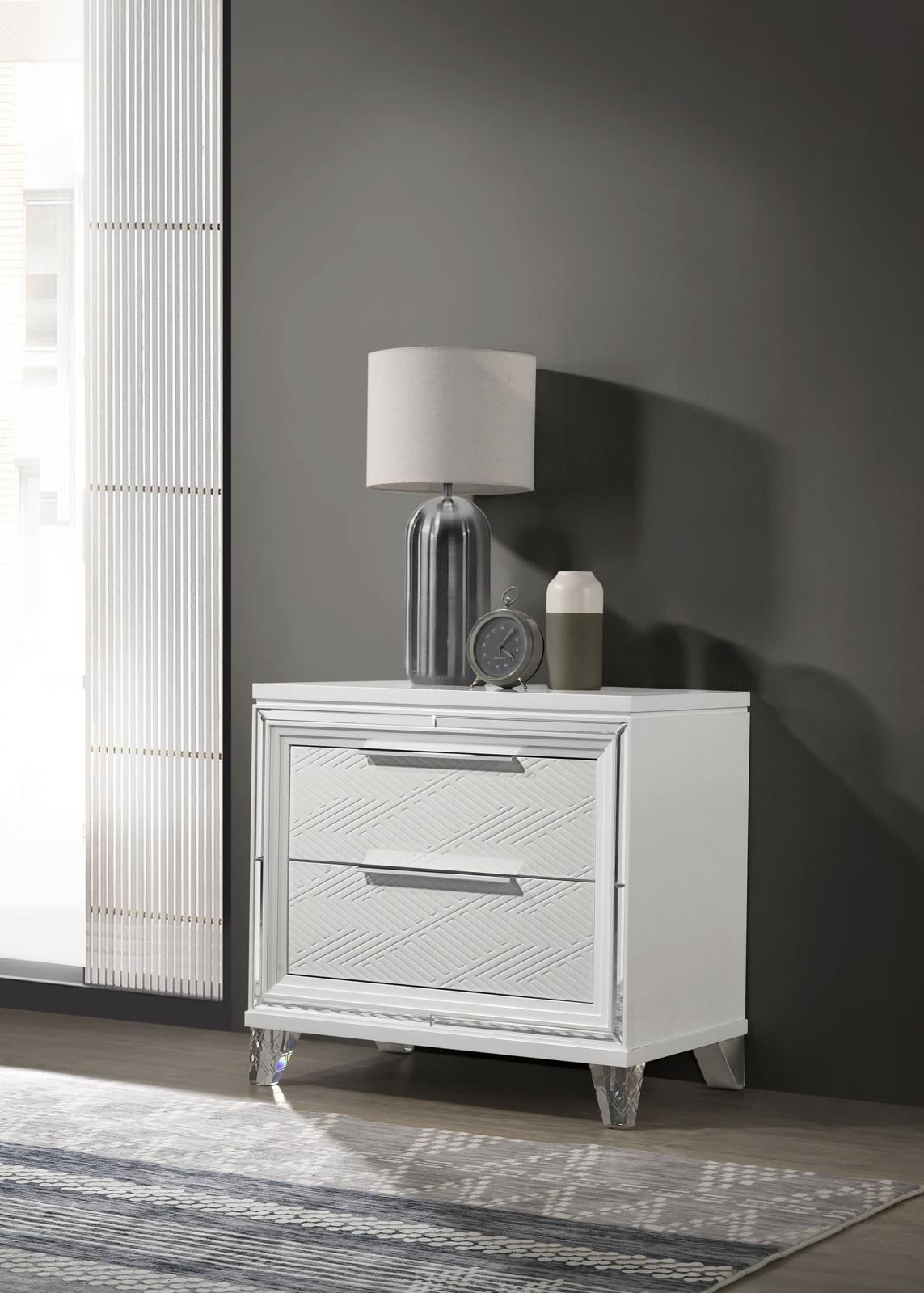 Marmore 2-drawer Nightstand Bedside Table White - Image 2