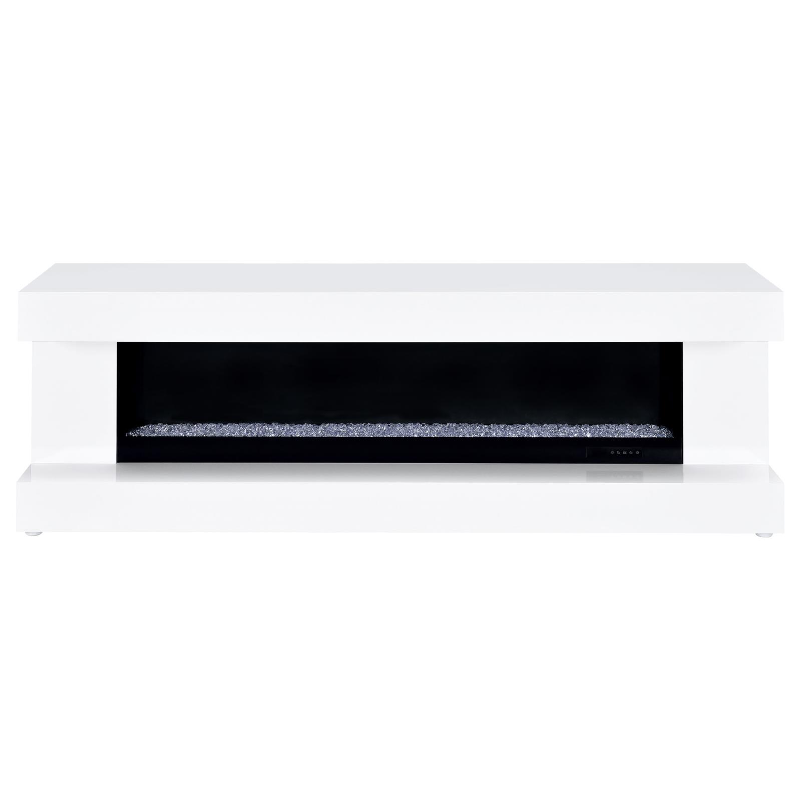 Mallory TV Stand Fireplace Console Bluetooth Speaker White High Gloss - Image 3