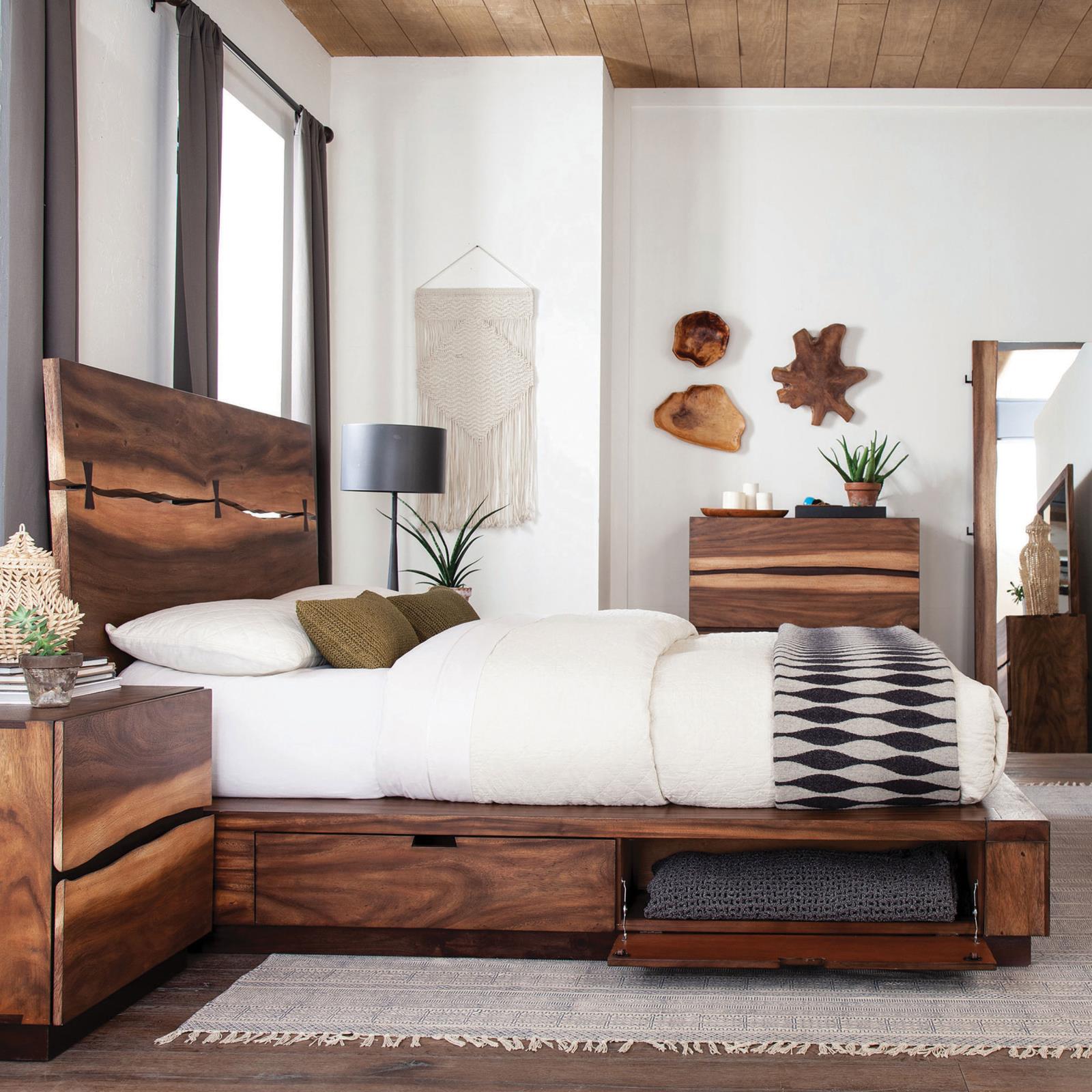 Winslow Wood Queen Storage Panel Bed Smokey Walnut - Image 2