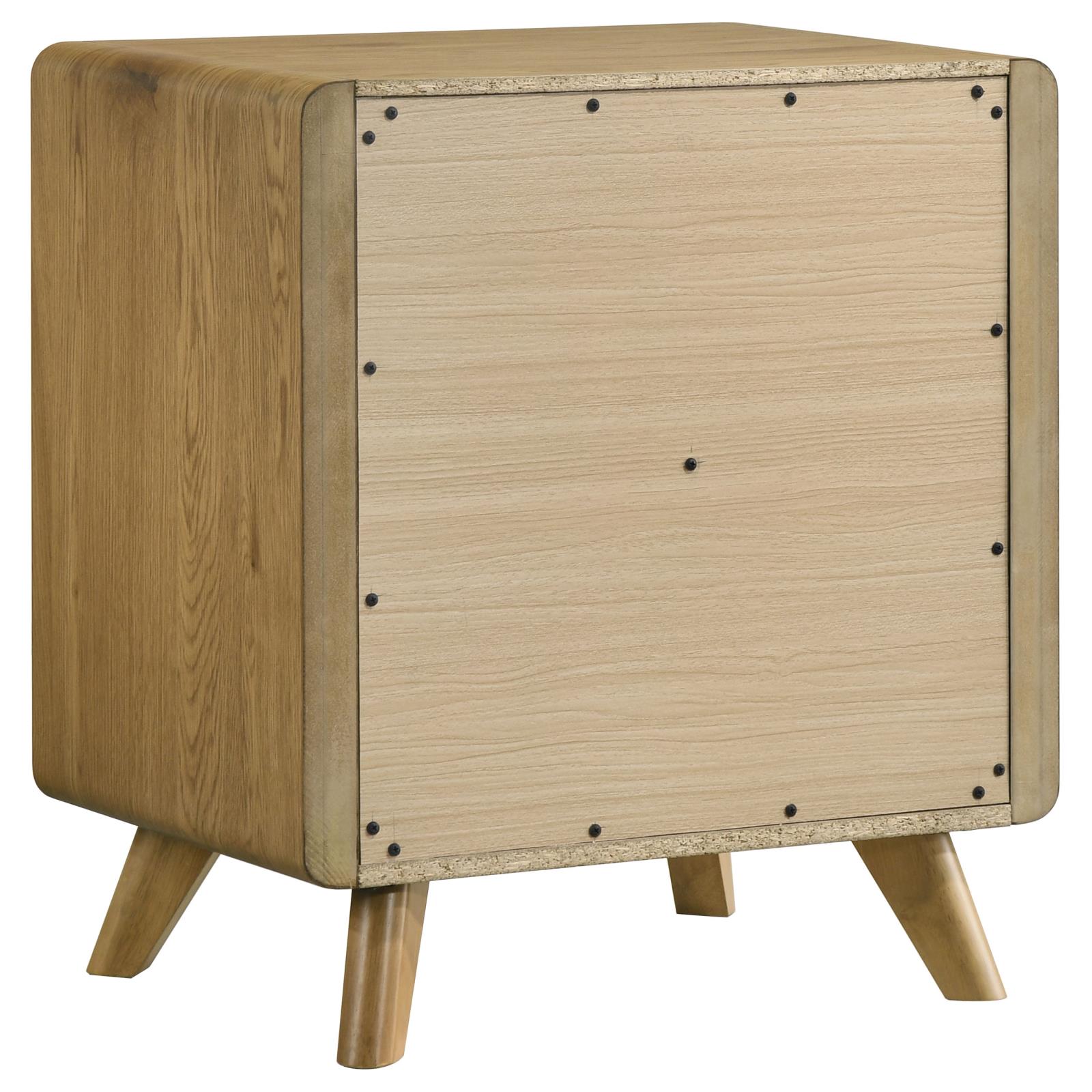 Bennett Mid-Century 2-Drawer Rubberwood Nightstand Light Oak - Image 6