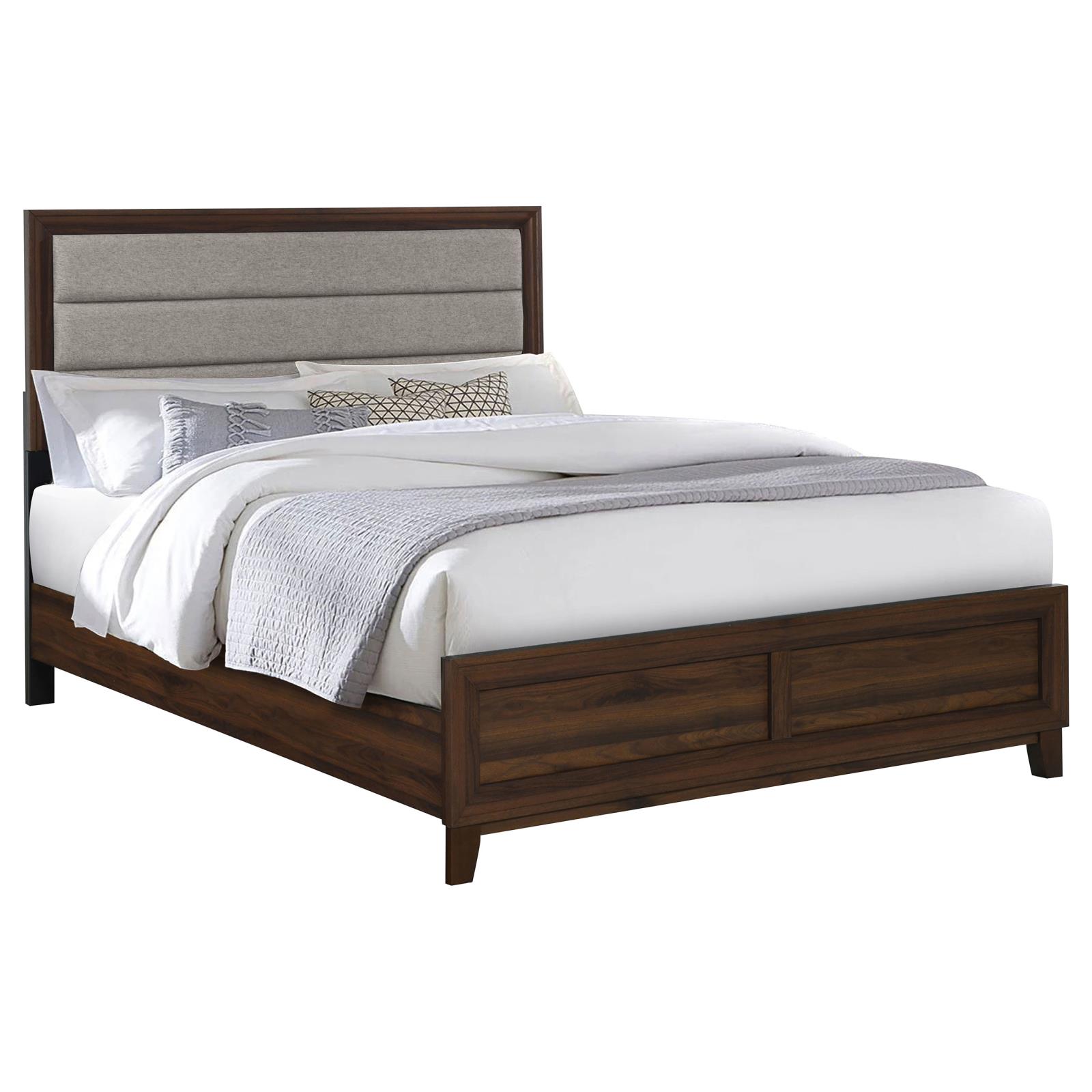 Welsley 50-inch Upholstered Eastern King Bed Walnut - Image 3