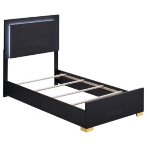 Marceline Wood Twin LED Panel Bed