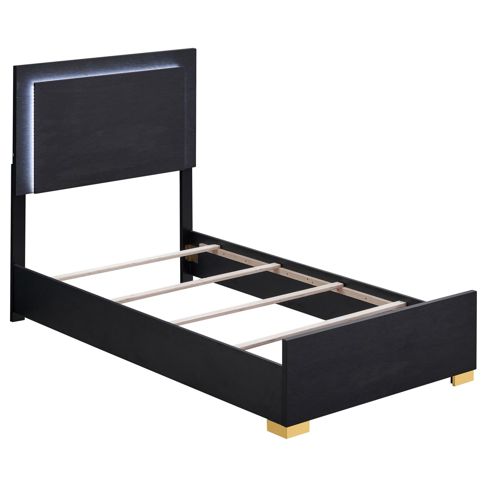 Marceline Wood Twin LED Panel Bed