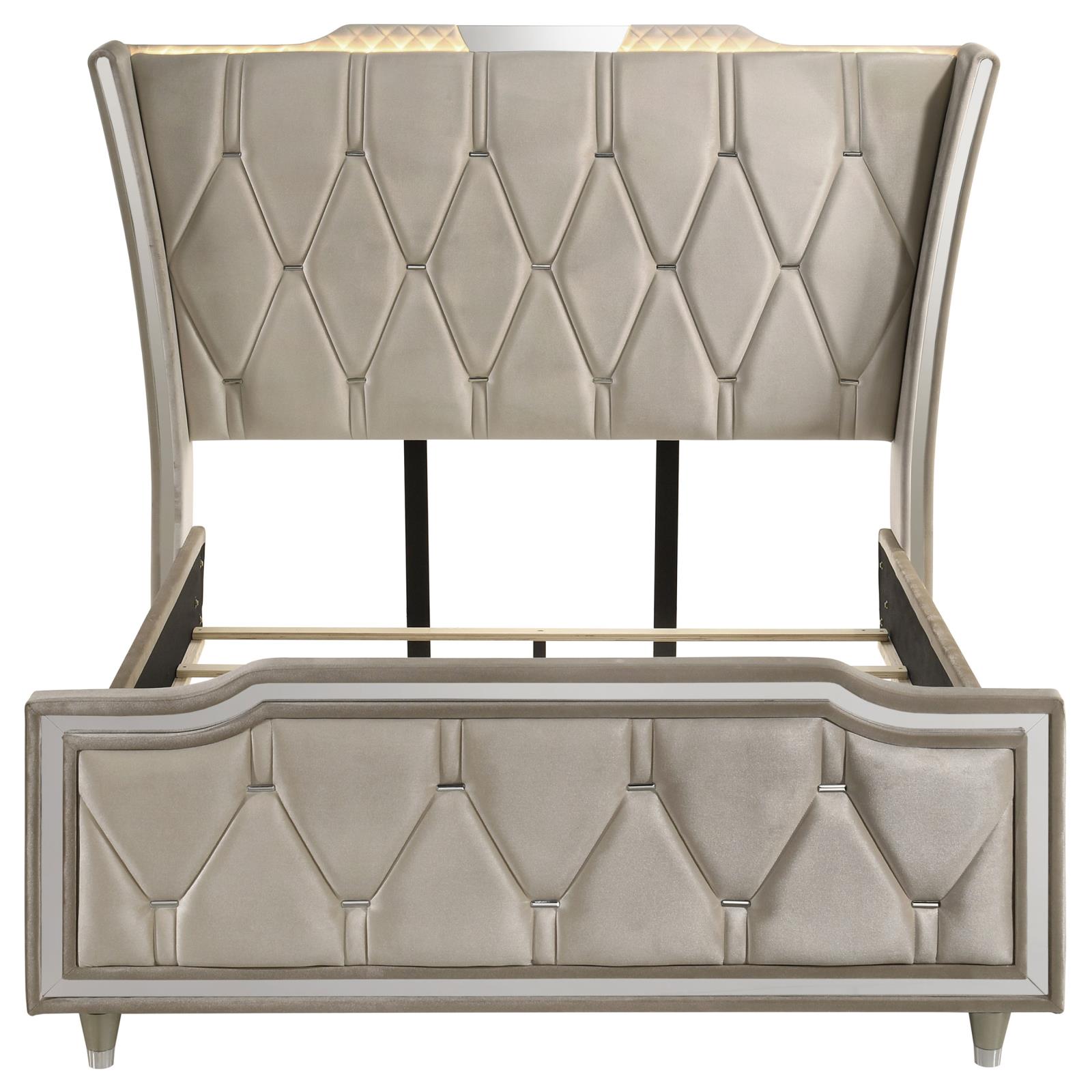 Lorient Queen LED Upholstered Wingback Bed - Image 4