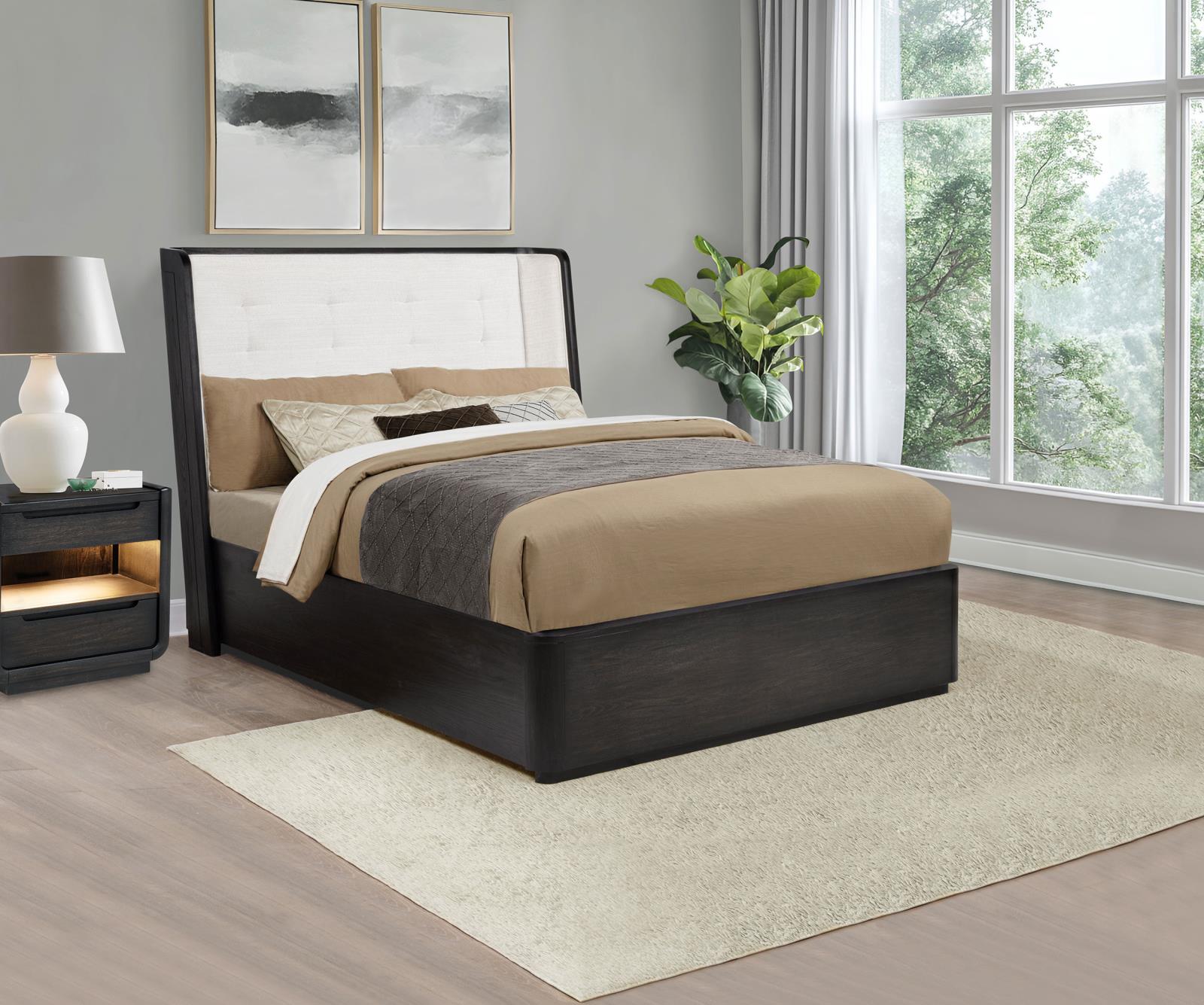 Leandro 55-inch Queen Wingback Bed Burnished Black - Image 2