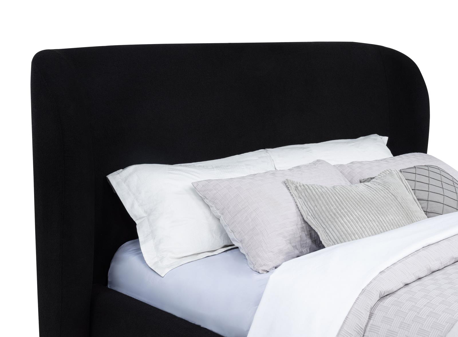 Blaire Upholstered Eastern King Wingback Platform Bed Black - Image 7