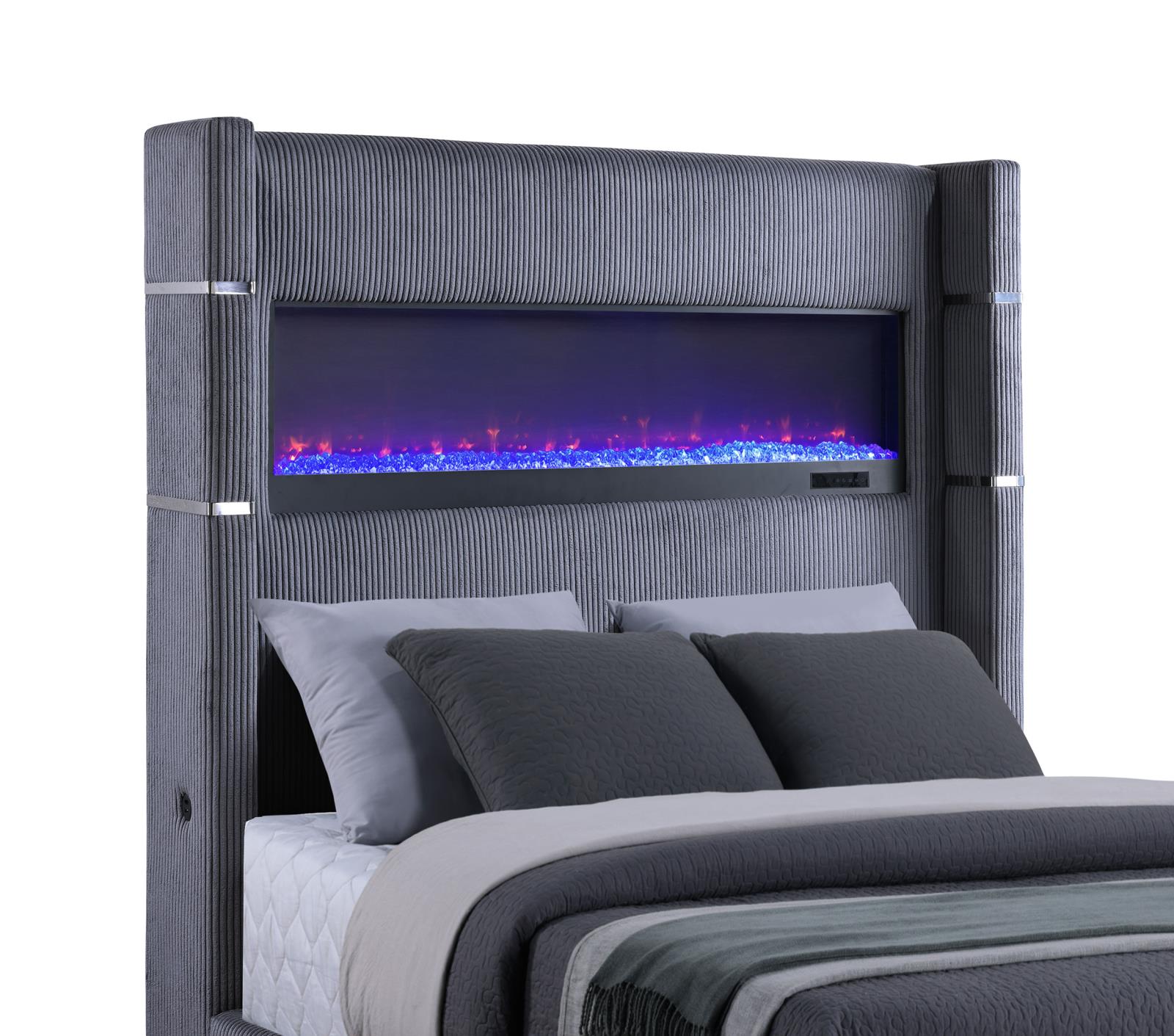 Tisdall Upholstered Eastern King Flame Visualizer Bed - Image 6
