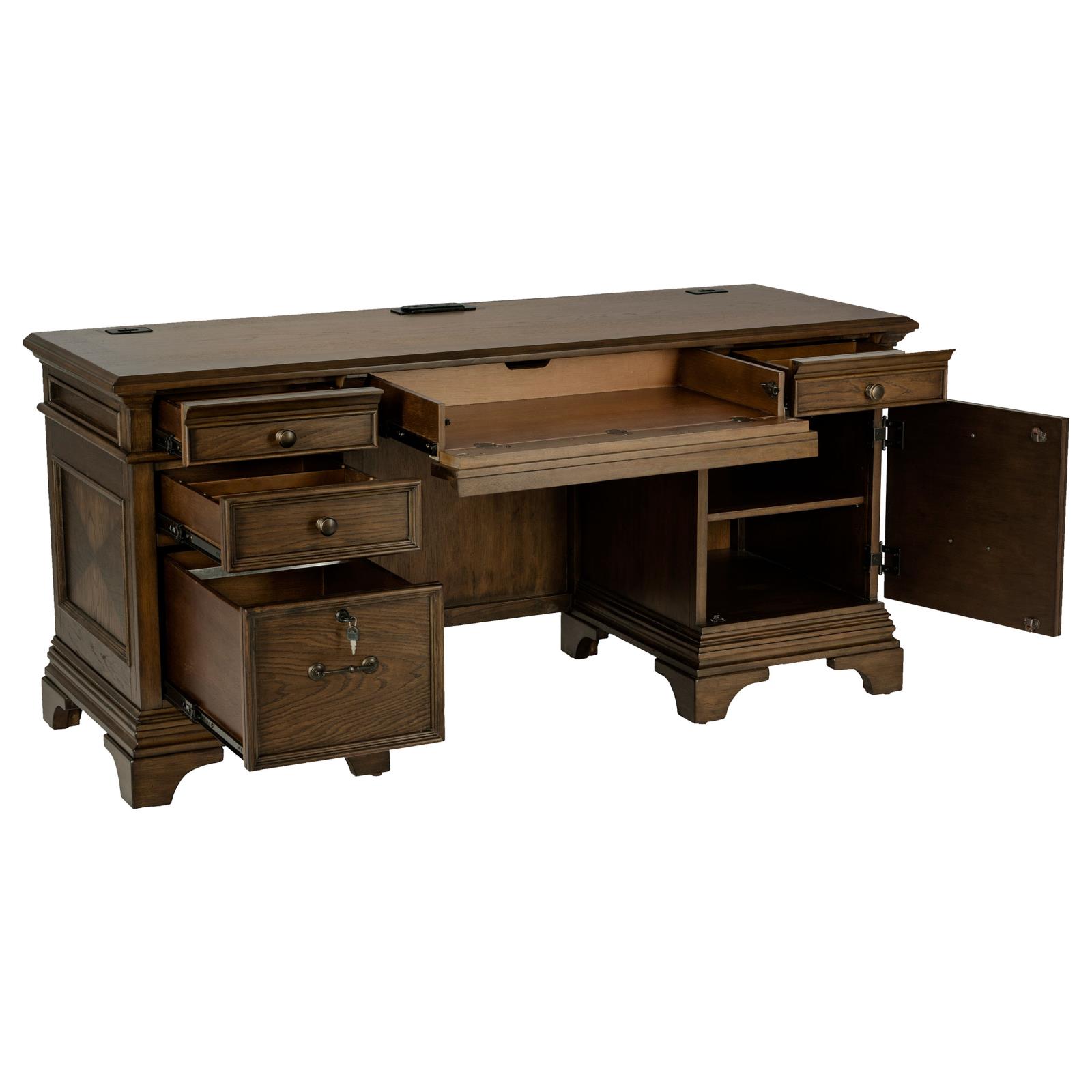 Hartshill 66-inch 5-drawer Credenza Office Desk Burnish Oak - Image 3