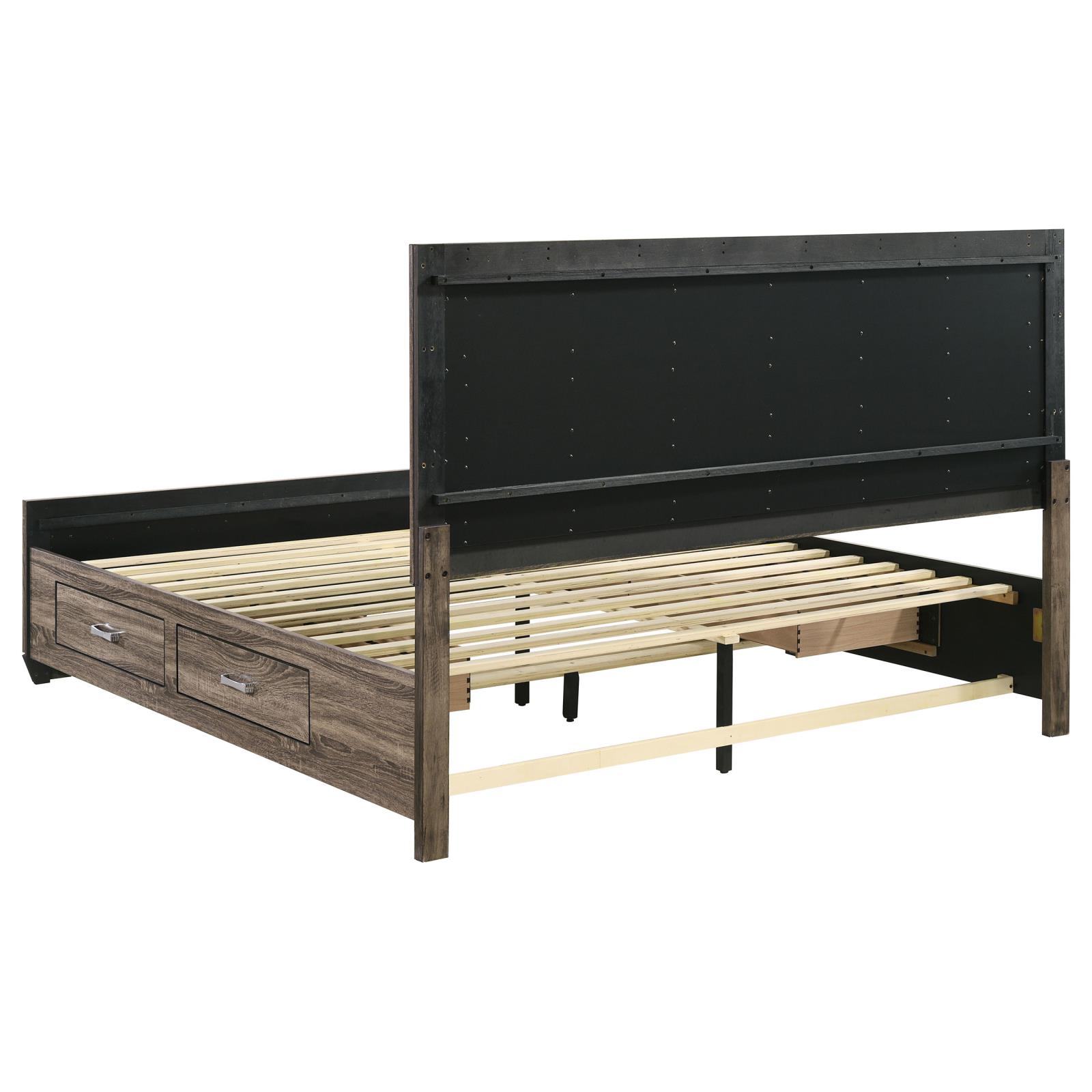Kauffman Wood Eastern King Storage Panel Bed Washed Taupe - Image 9