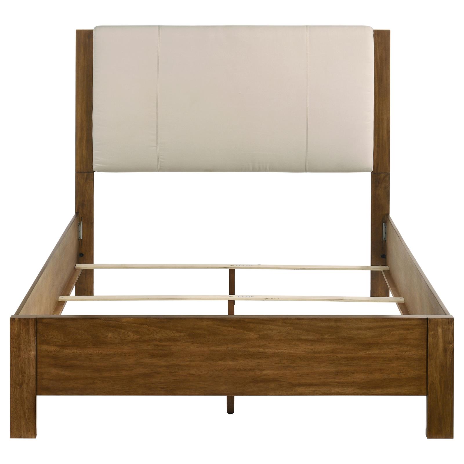 Adderley Queen Wood Panel Bed Cream and Warm Brown - Image 4