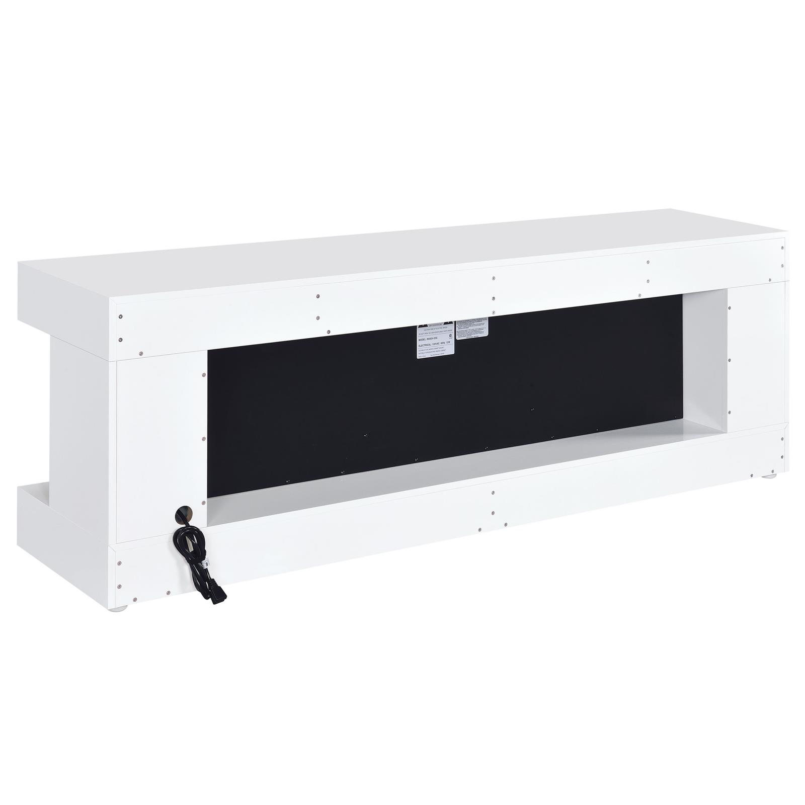 Mallory TV Stand Fireplace Console Bluetooth Speaker White High Gloss - Image 6