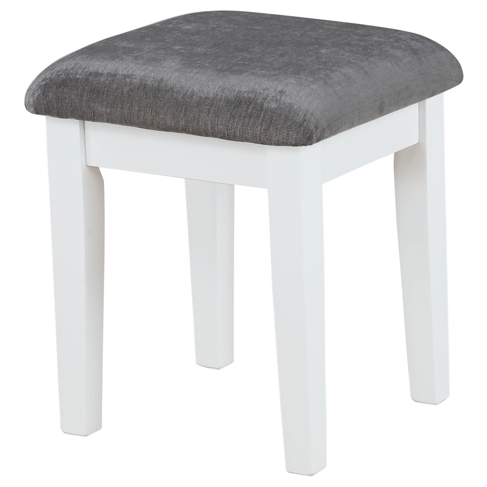 Elijah Vanity Set with Lighting & Stool White and Dark Grey - Image 4