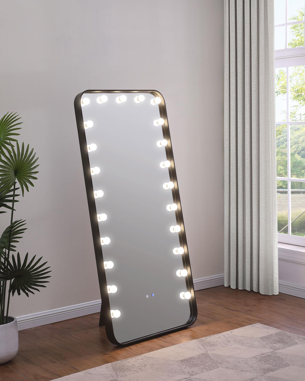 Canton 32 x 71 Inch LED Standing Mirror with Speakers Black - Image 3