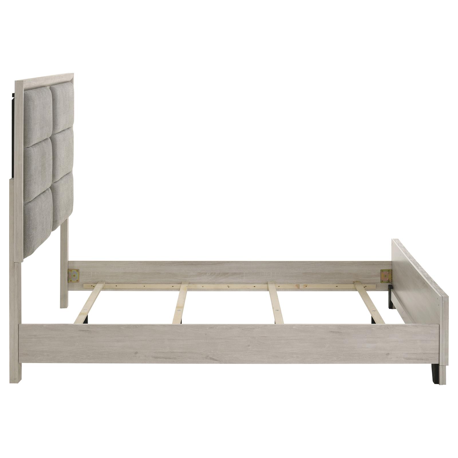Farre Queen Upholstered Platform Panel Bed Washed Grey - Image 5