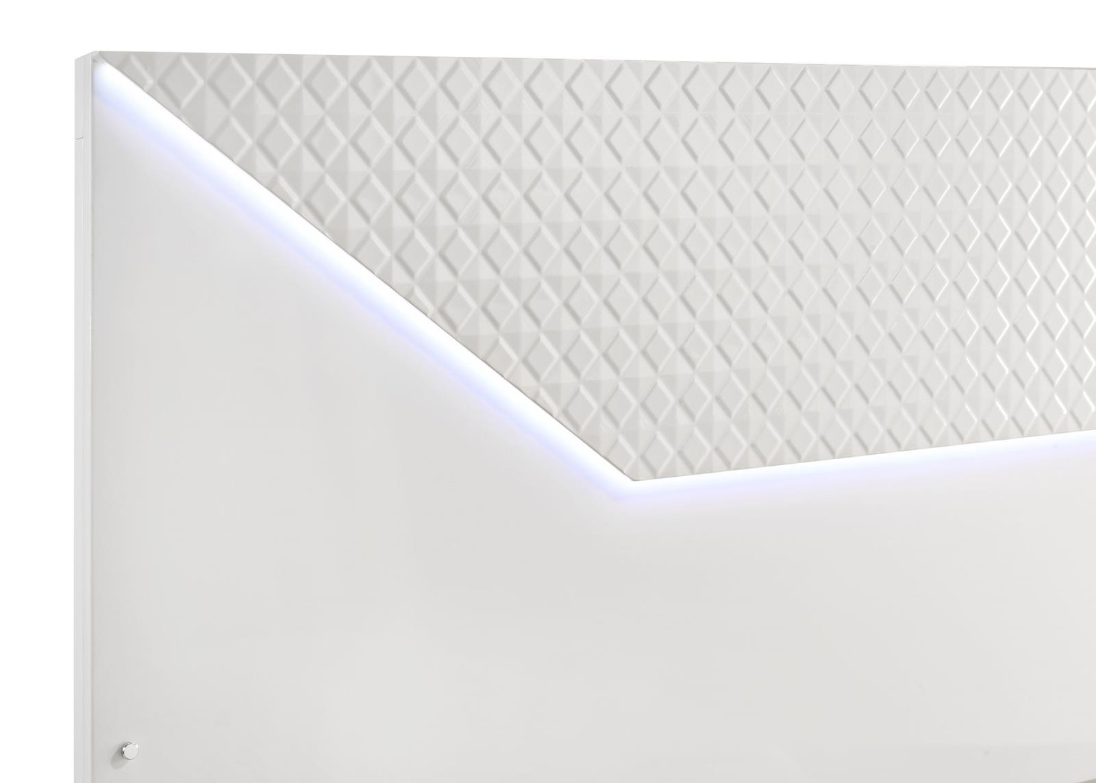 Ives Eastern King Panel Bed LED Headboard White High Gloss - Image 7